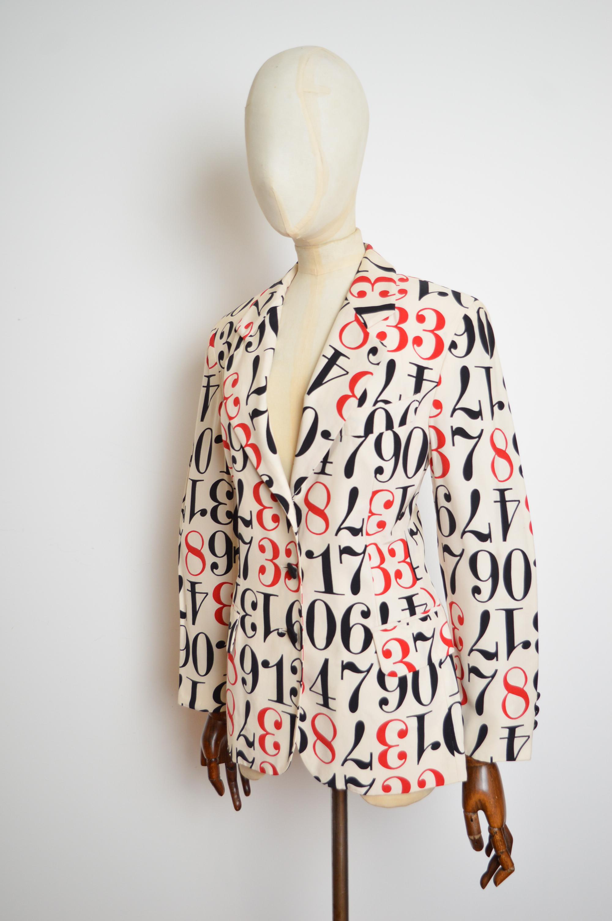 Loud 1990's Vintage MOSCHINO cheap & Chic Numbers print blazer suit jacket 3