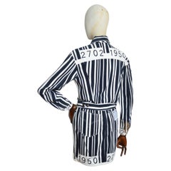 Loud Archival 1990's MOSCHINO Barcode Striped Denim Jacket & Skirt Set