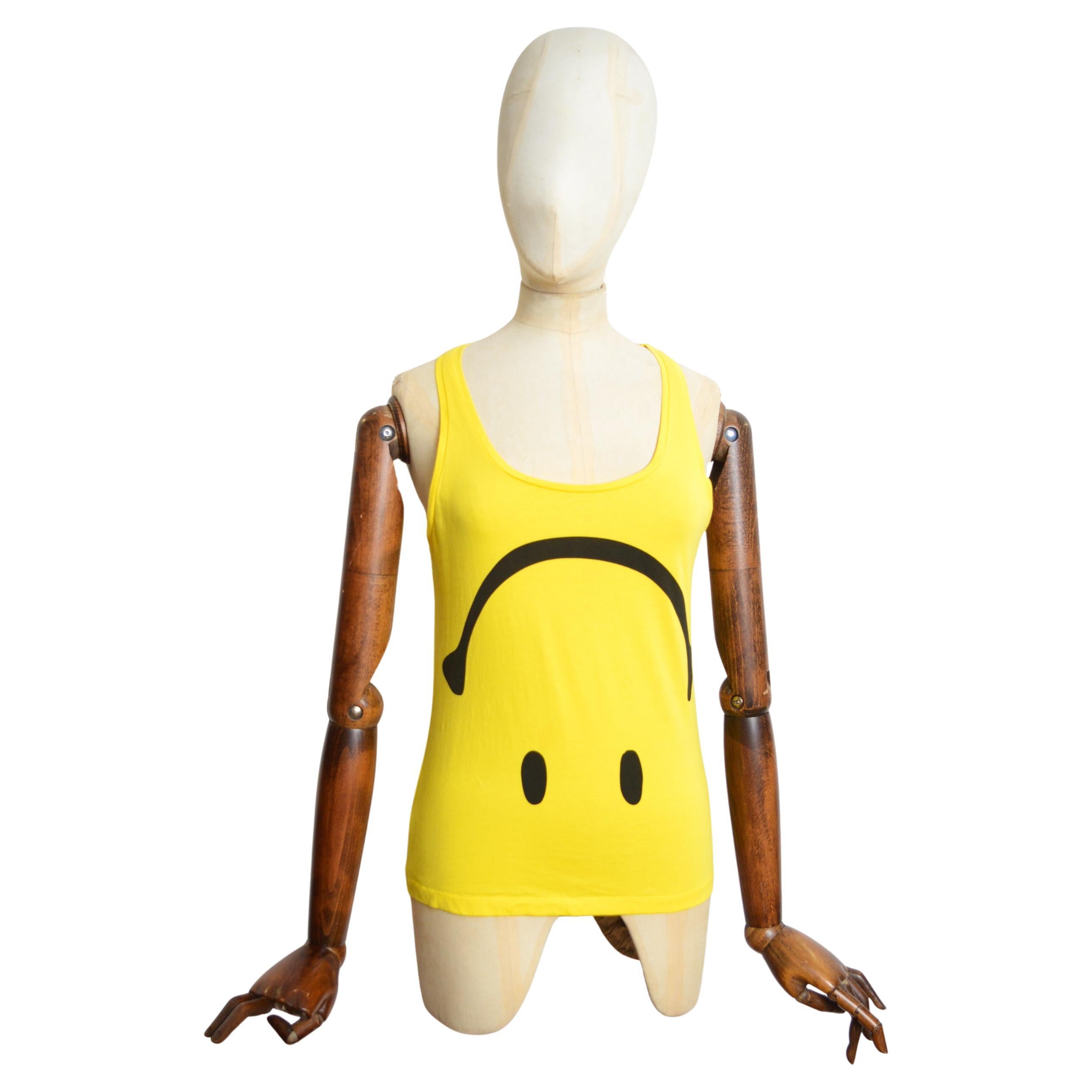 Loud Moschino 2000er Smiley Face Gelbes Tanktop - Weste Tee im Angebot