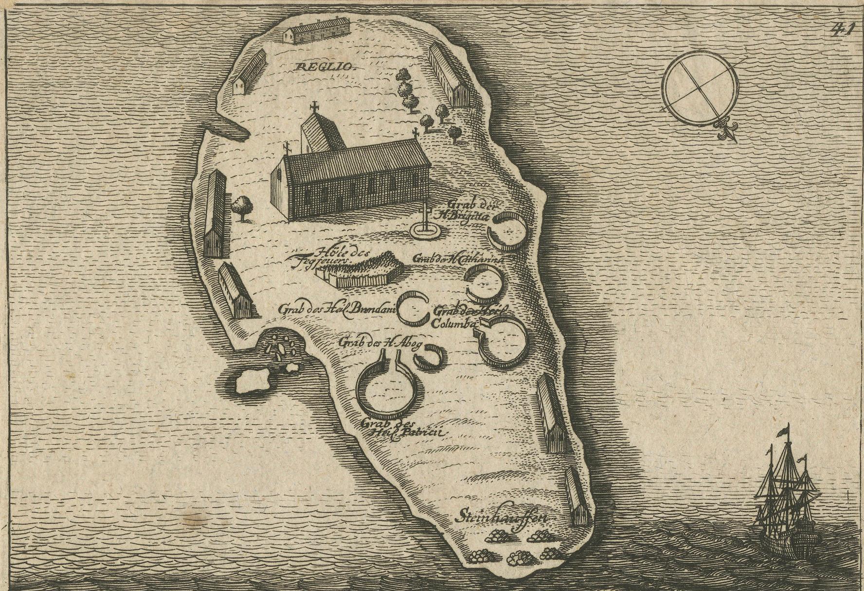 Lough Derg, Donegal - Gravure ancienne d'une carte de pèlerinage irlandaise c.1700 en vente 4