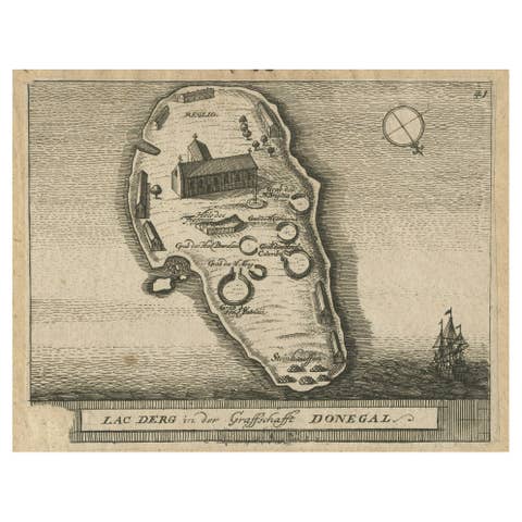 Lough Derg, Donegal – Antique Irish Pilgrimage Map Engraving c.1700