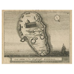 Lough Derg, Donegal - Incisione antica della mappa del pellegrinaggio irlandese del 1700 ca.