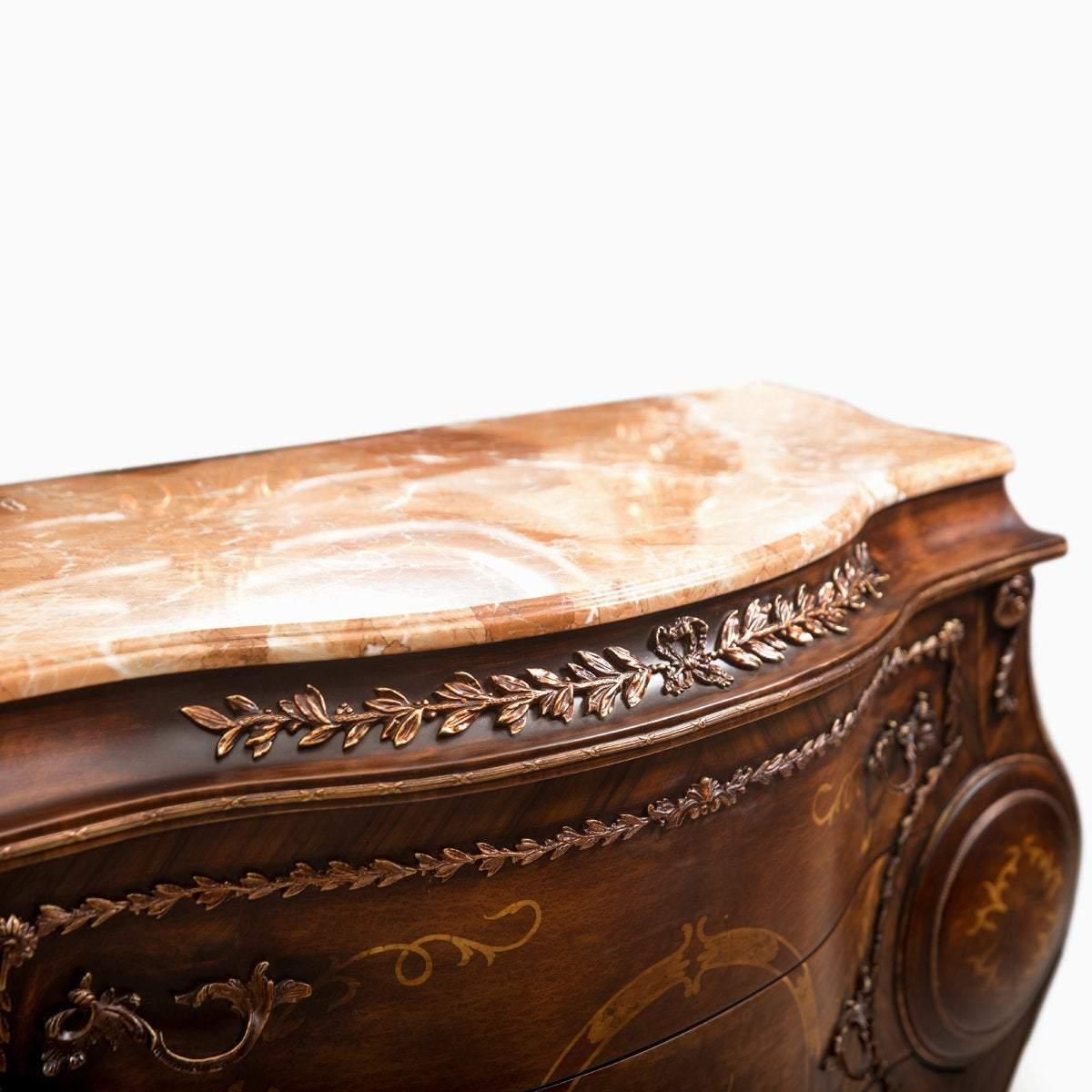 Loui XV Style Curved Commode with Marble Top 'Condensed', 20th Century In Excellent Condition For Sale In London, GB