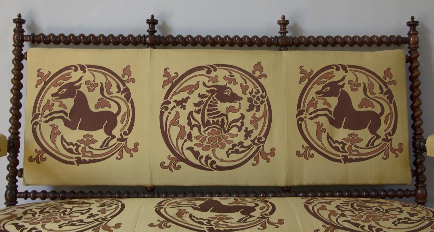Sofá Banqueta Luis 13 en madera autóctona - XIX - España - Alta Época Luis XIII en venta