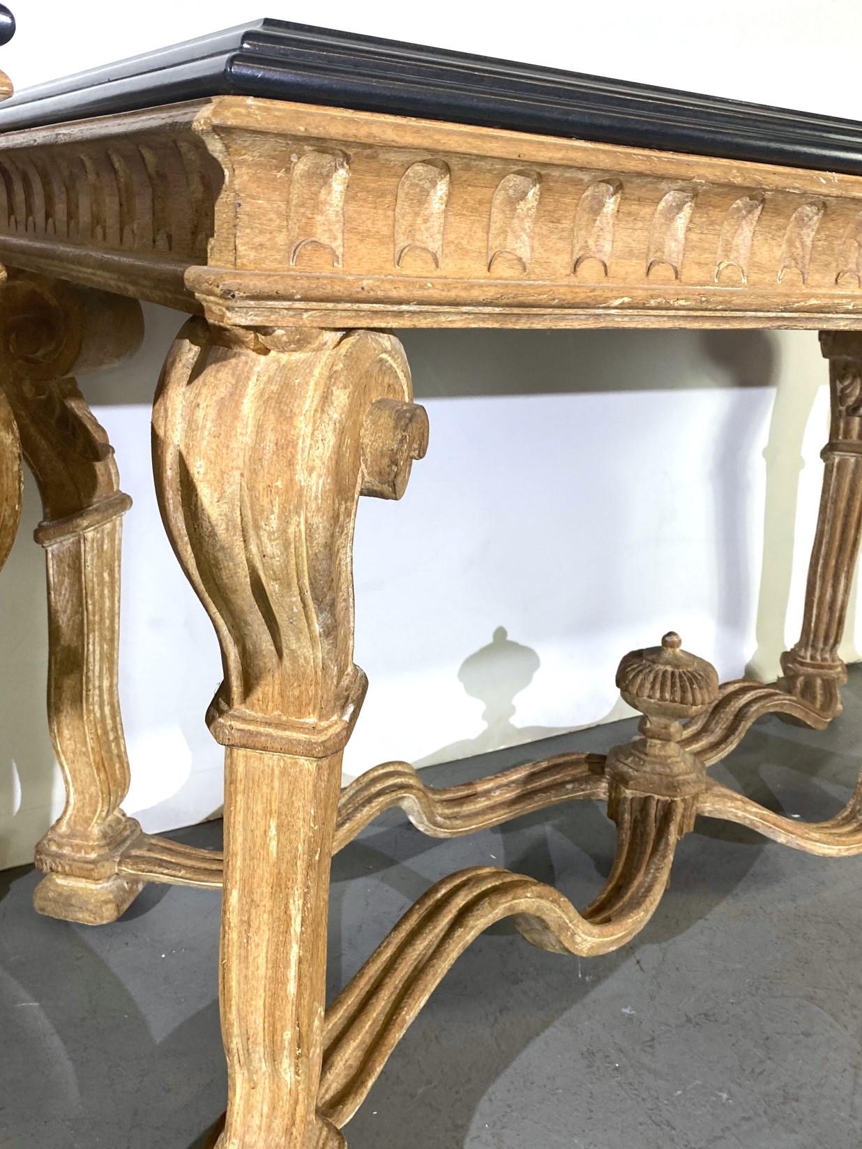 Louis 14th Style Marble Top Console Table Set of 2 In Good Condition For Sale In Pomona, CA