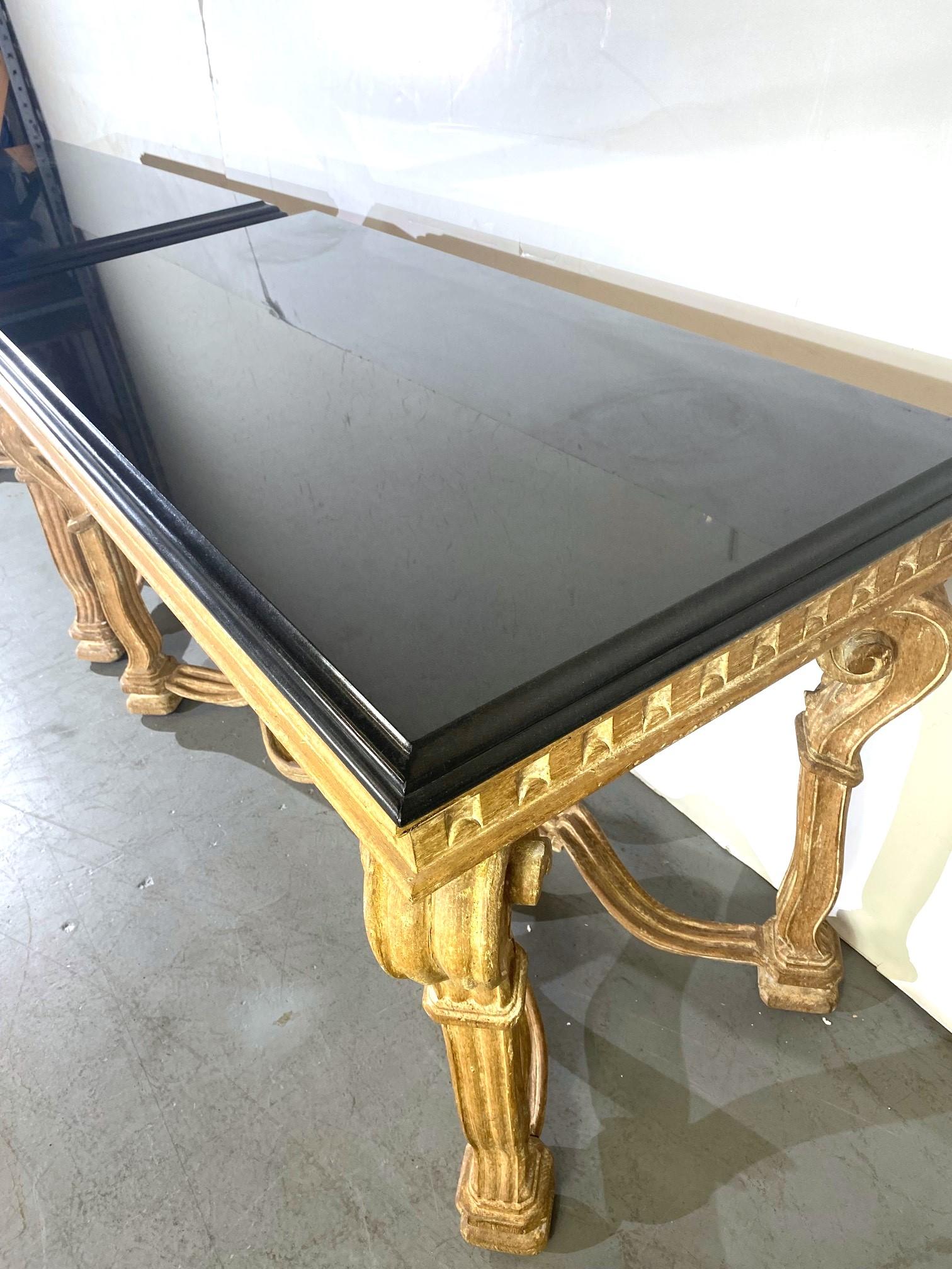20th Century Louis 14th Style Marble Top Console Table Set of 2 For Sale