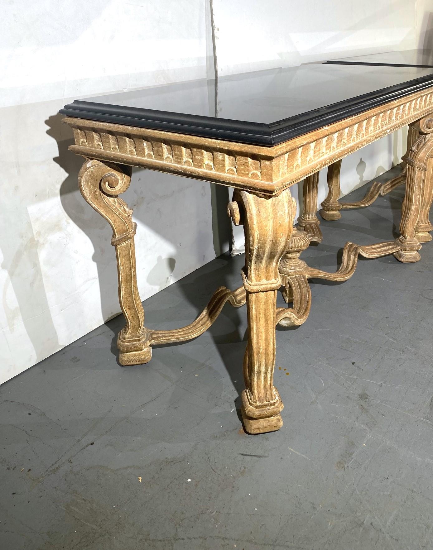 Louis 14th Style Marble Top Console Table Set of 2 For Sale 1