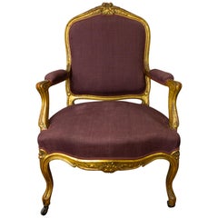 Fauteuil Cabriolet Louis XV "A la Reine" en bois doré