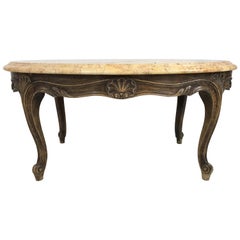 Louis XV Style Coffee Table in Wood and Marble