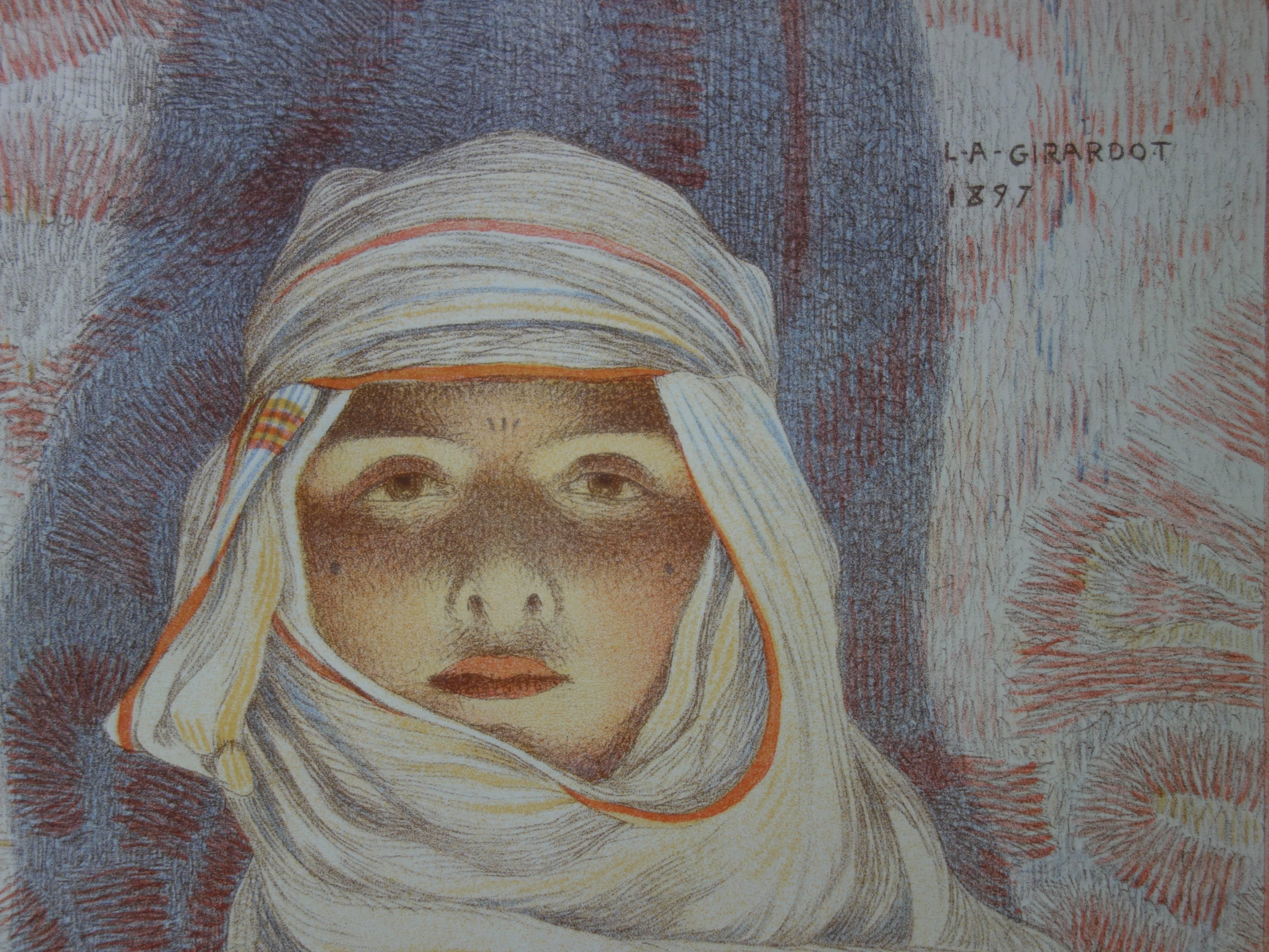 Oriental Woman (Femme du Riff) - original lithograph (1897-1898) - Print by Louis-Abel Girardot