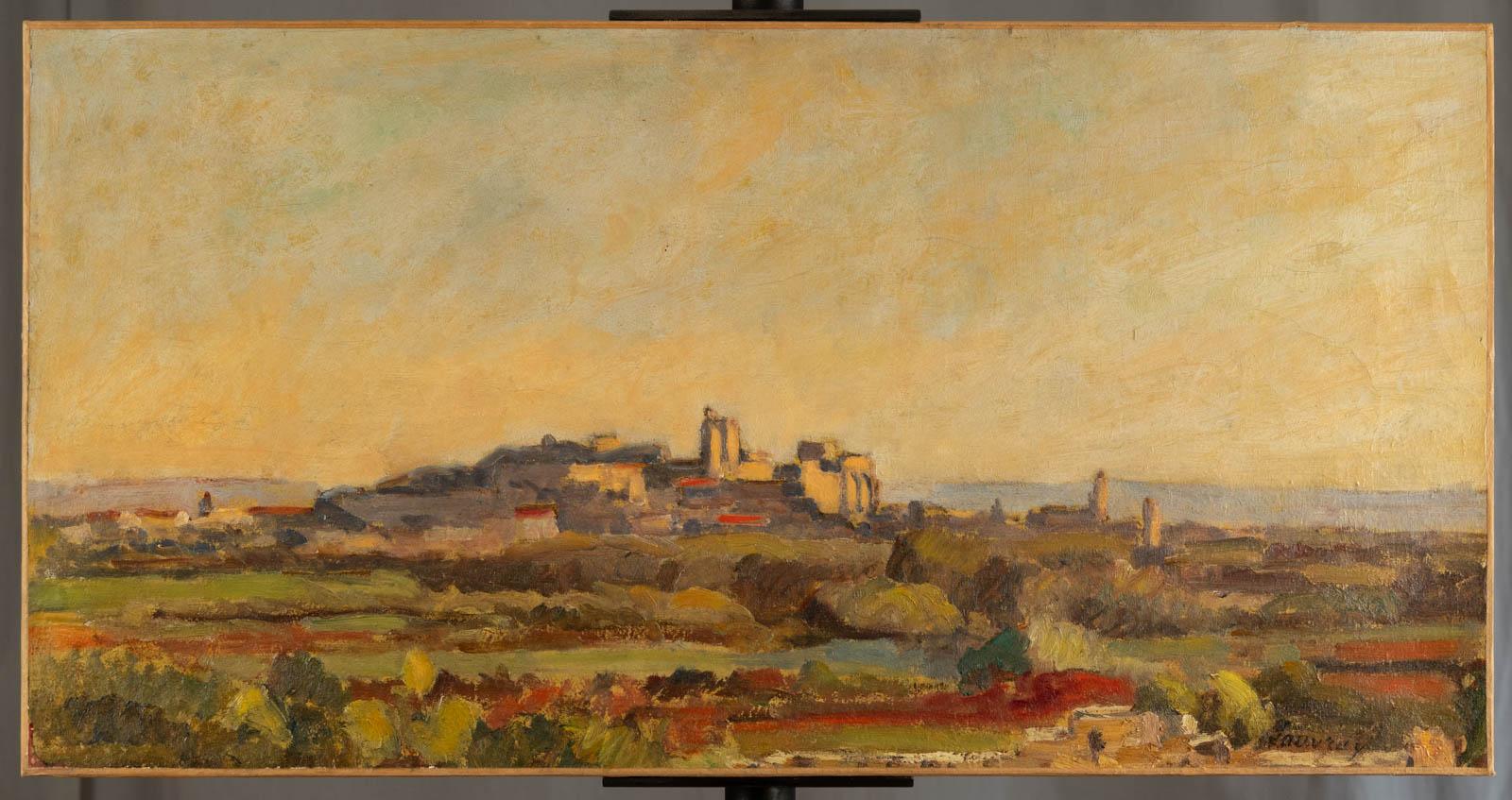 Avignone vu de Villeneuve - Painting Impressionismo di Louis Abel Lauvray