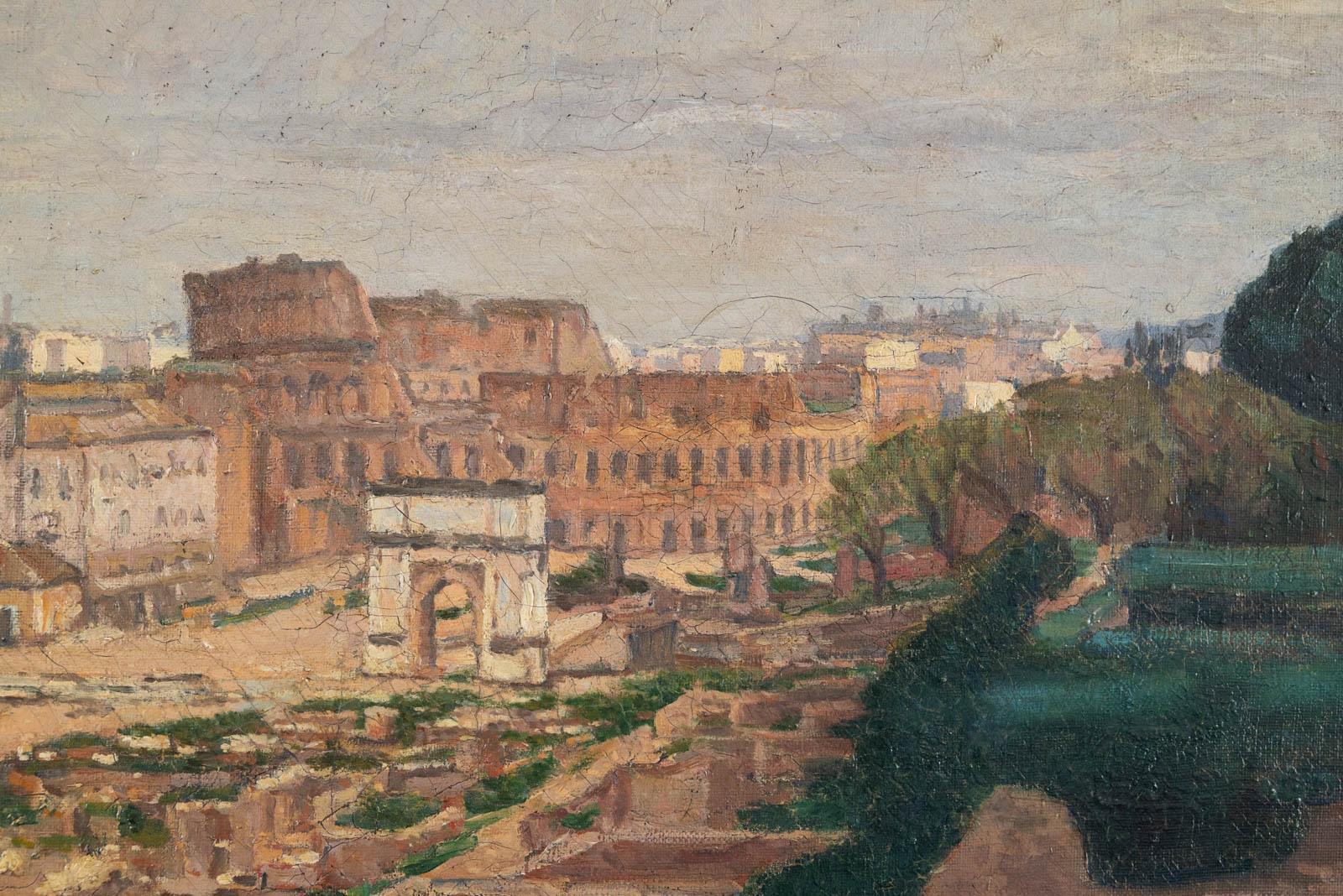 Roma, el Arco de Tito - Landscape Painting Marrón de Louis Abel Lauvray