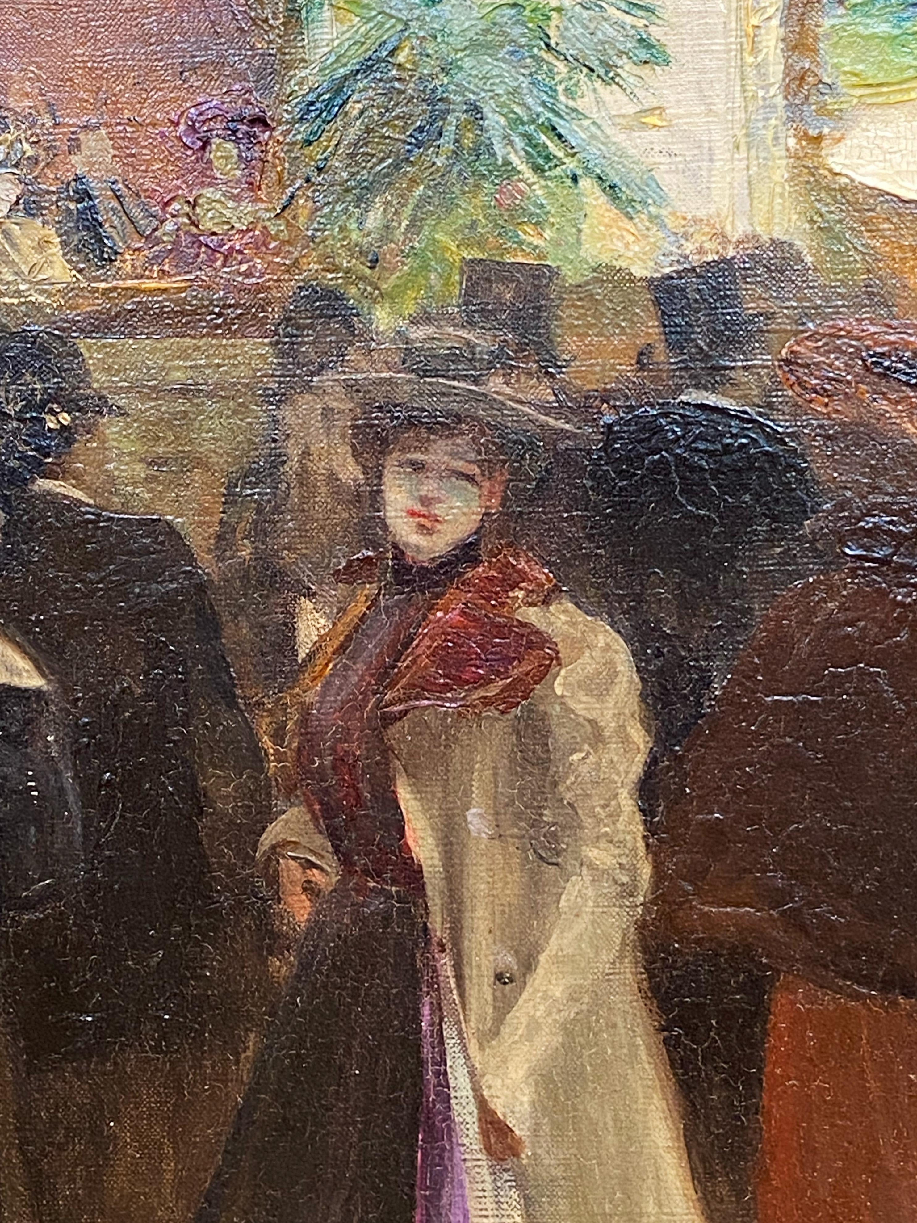 Dieses reizvolle Werk des französischen Impressionisten Abel-Truchet fängt die Dramatik, die Intrigen und die Zeit ein, als ein Opernbesuch ein wichtiges Ereignis war, über das man noch wochenlang sprach.  Abel-Truchet verwendet einen ausladenden