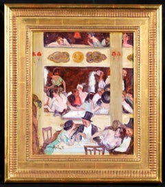 Louis Abel-Truchet - Au Cabaret - Paris, 1897- Impressionist Figurative Oil by Louis Abel Truchet Au Cabaret - Paris, 1897- Impressionist Figurative Oil by Louis Abel Truchet