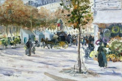 "Boulevard de Clichy - Paris" Abel-Truchet C.19th French Impressionist Figures