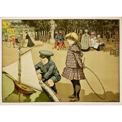 Children in the Luxembourg garden - Circa 1900 Original Poster - Paris