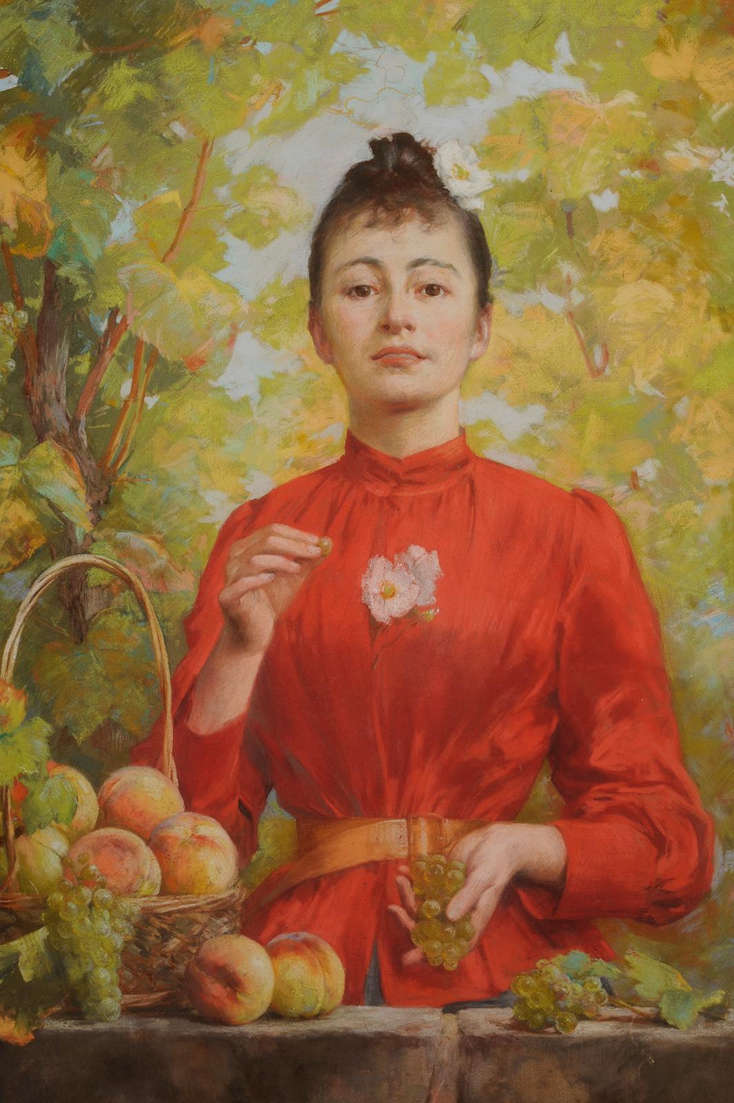 Louis Adolphe Tessier (1858-1915) Women portrait under vines For Sale 1