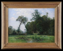 Vacas en un prado". Pintura al óleo de Louis Japy