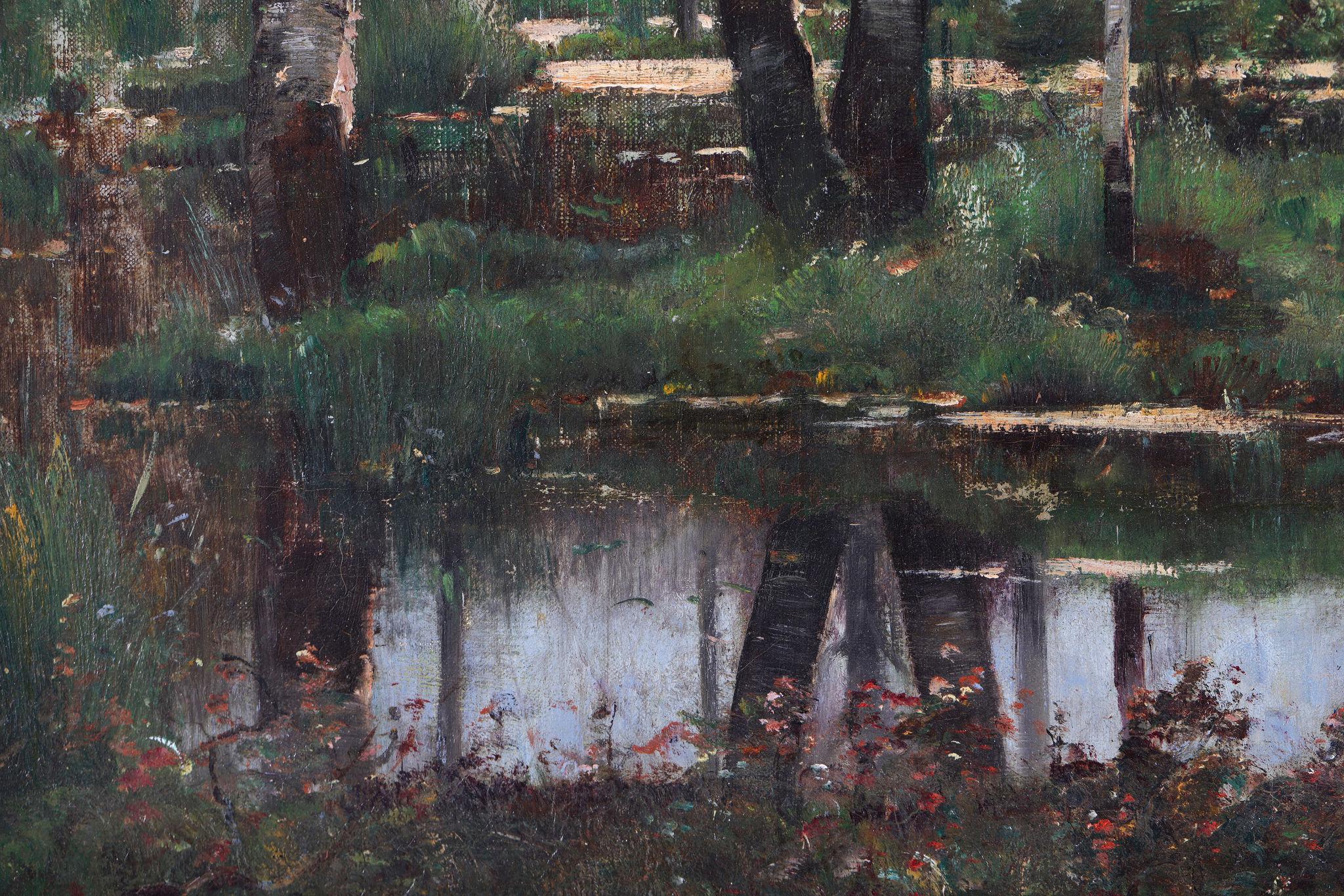 'Cows on a Woodland Path'. Framed Oil painting by Louis Japy (Schwarz), Landscape Painting, von Louis Aimé Japy