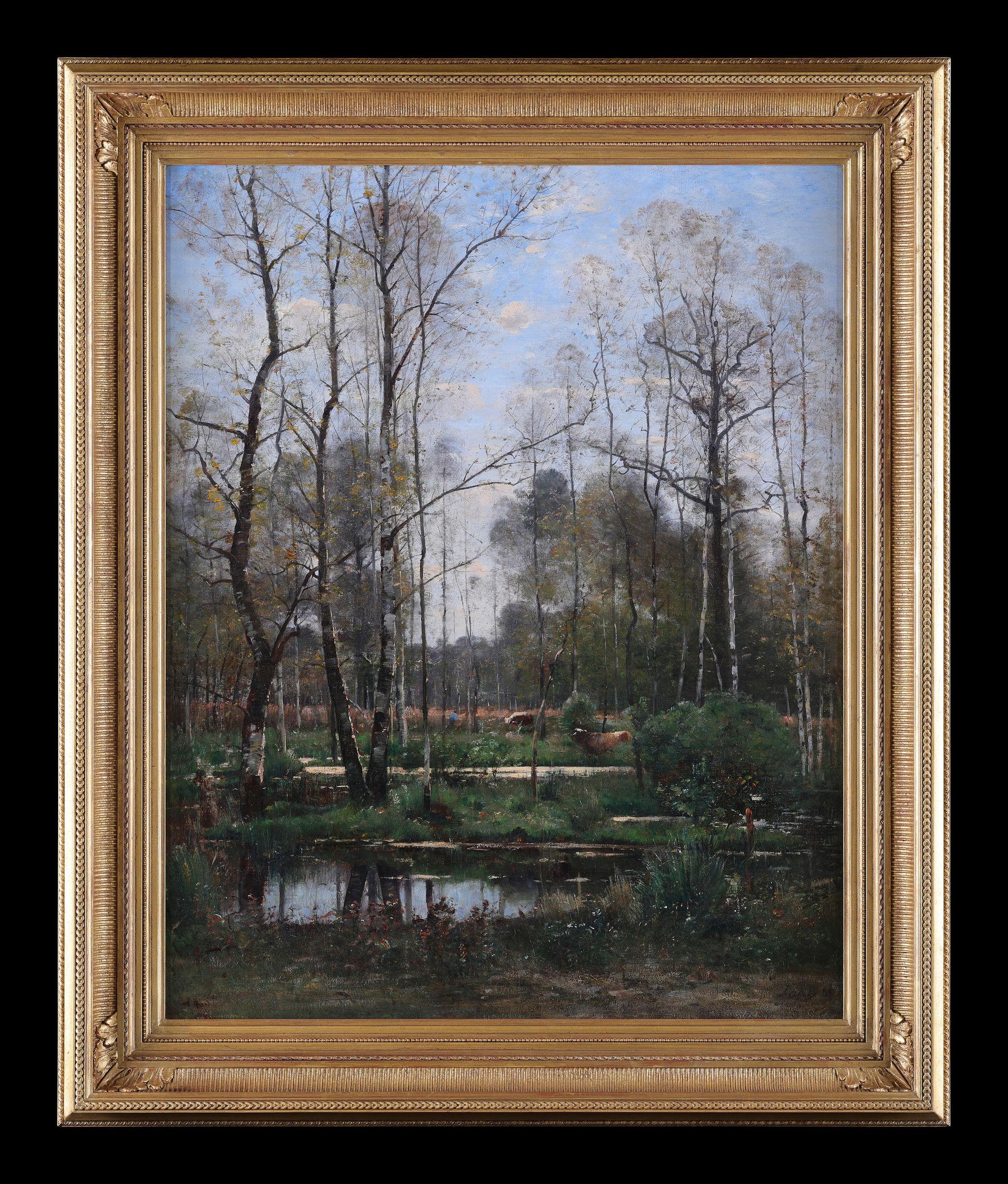 Cows on a Woodland Path
. Framed Oil painting by Louis Japy