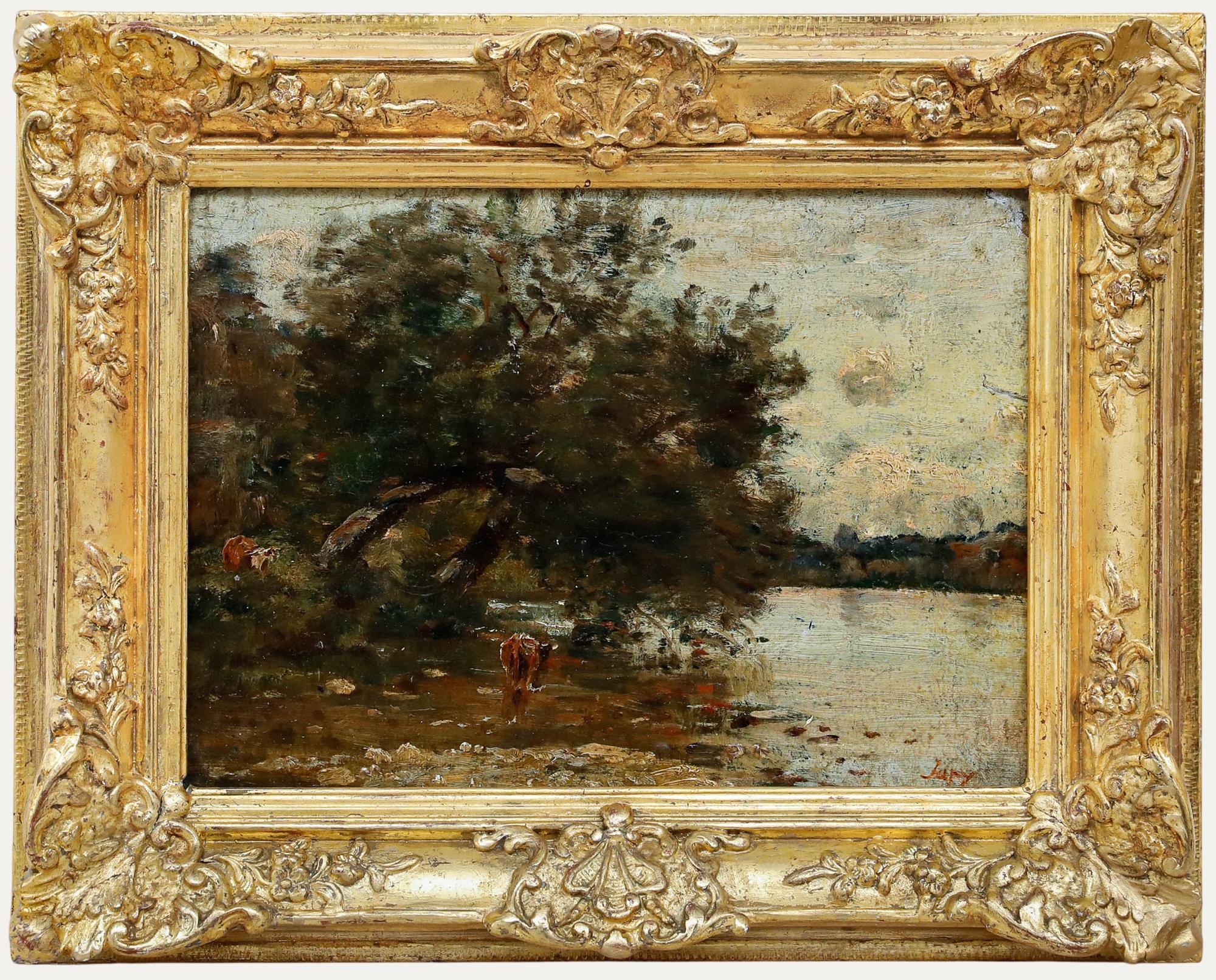 Louis Aimé Japy (1840-1916) - French Late 19th Century Oil, Cows at the River