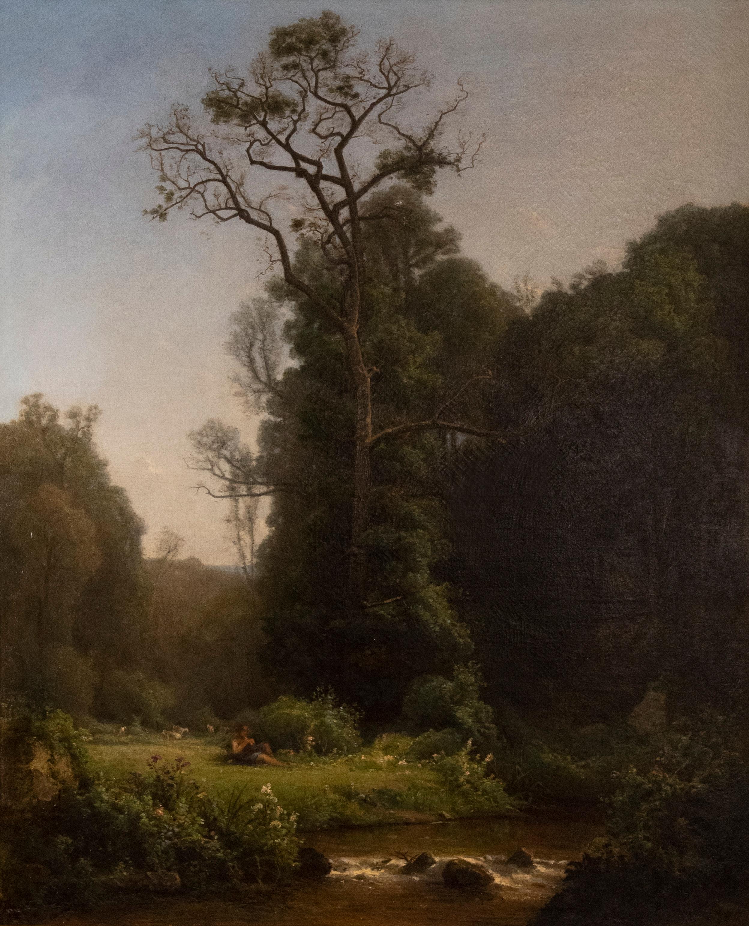 Shepherd by the River  - Painting by Louis Aimé Japy