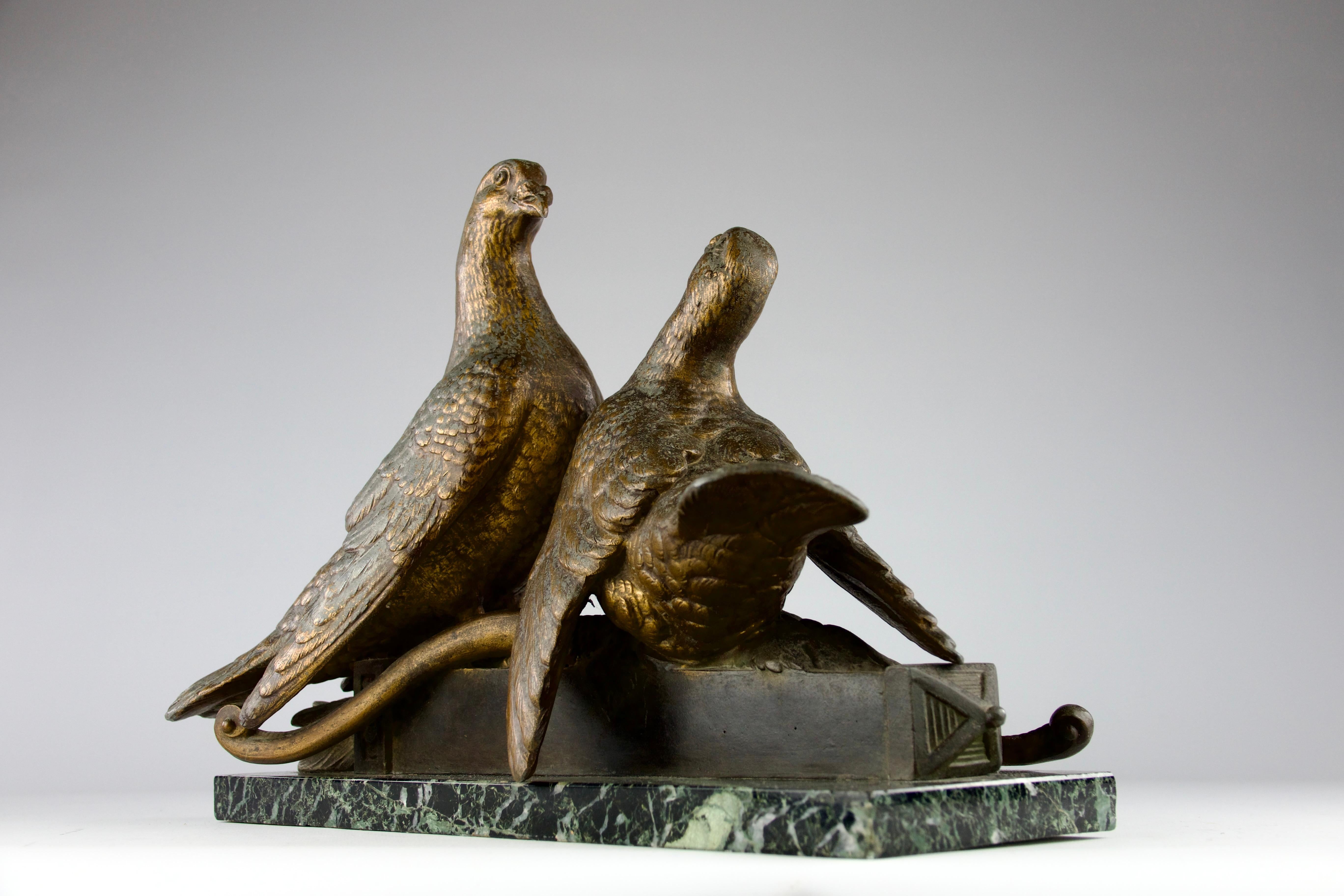 Louis Albert Carvin, Lovebirds, France Art Deco, 1920s For Sale 1