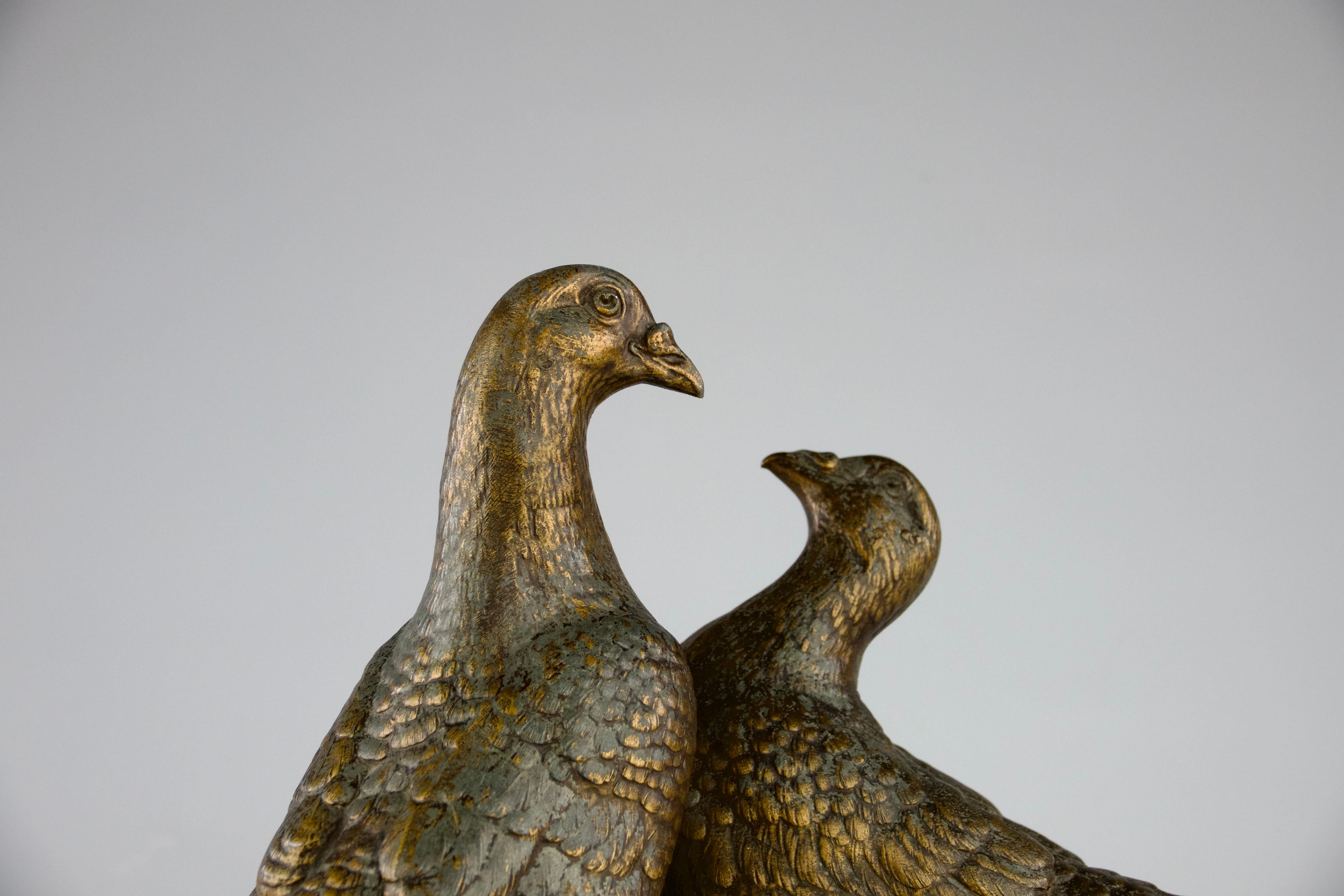 Early 20th Century Louis Albert Carvin, Lovebirds, France Art Deco, 1920s For Sale