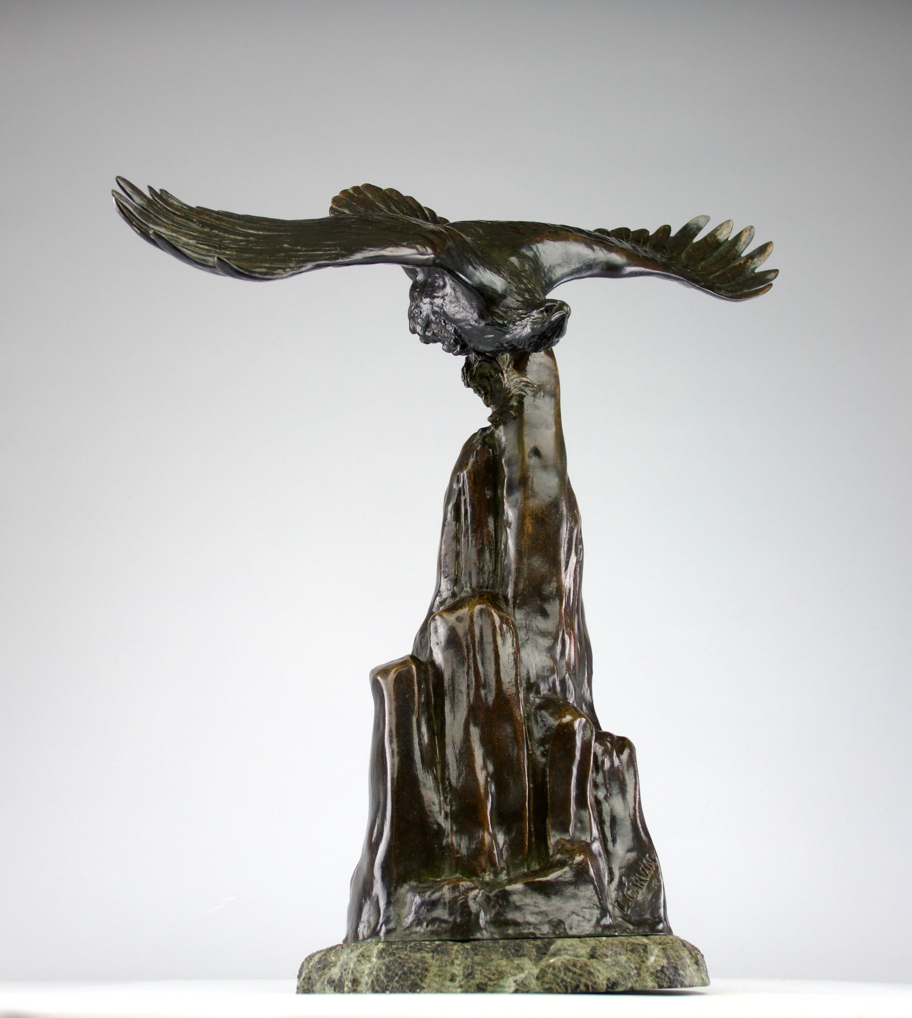 Louis Albert Carvin, Sculpture Eagle Flying Off Mountain, France Art Deco, 1920s For Sale 2