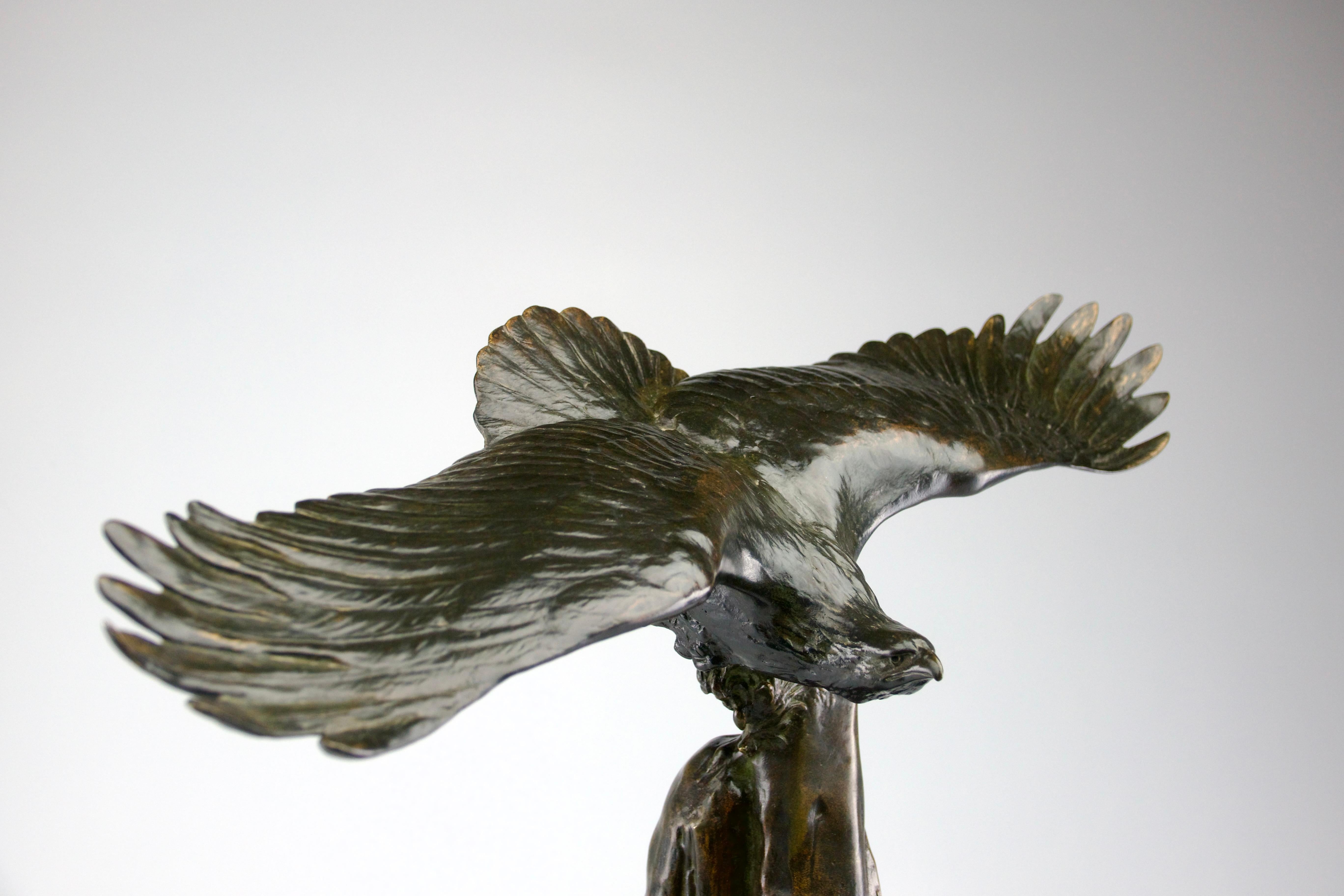 Louis-Albert Carvin, Skulptur Adler vor Berg fliegend, Frankreich Art Déco, 1920er Jahre im Angebot 3