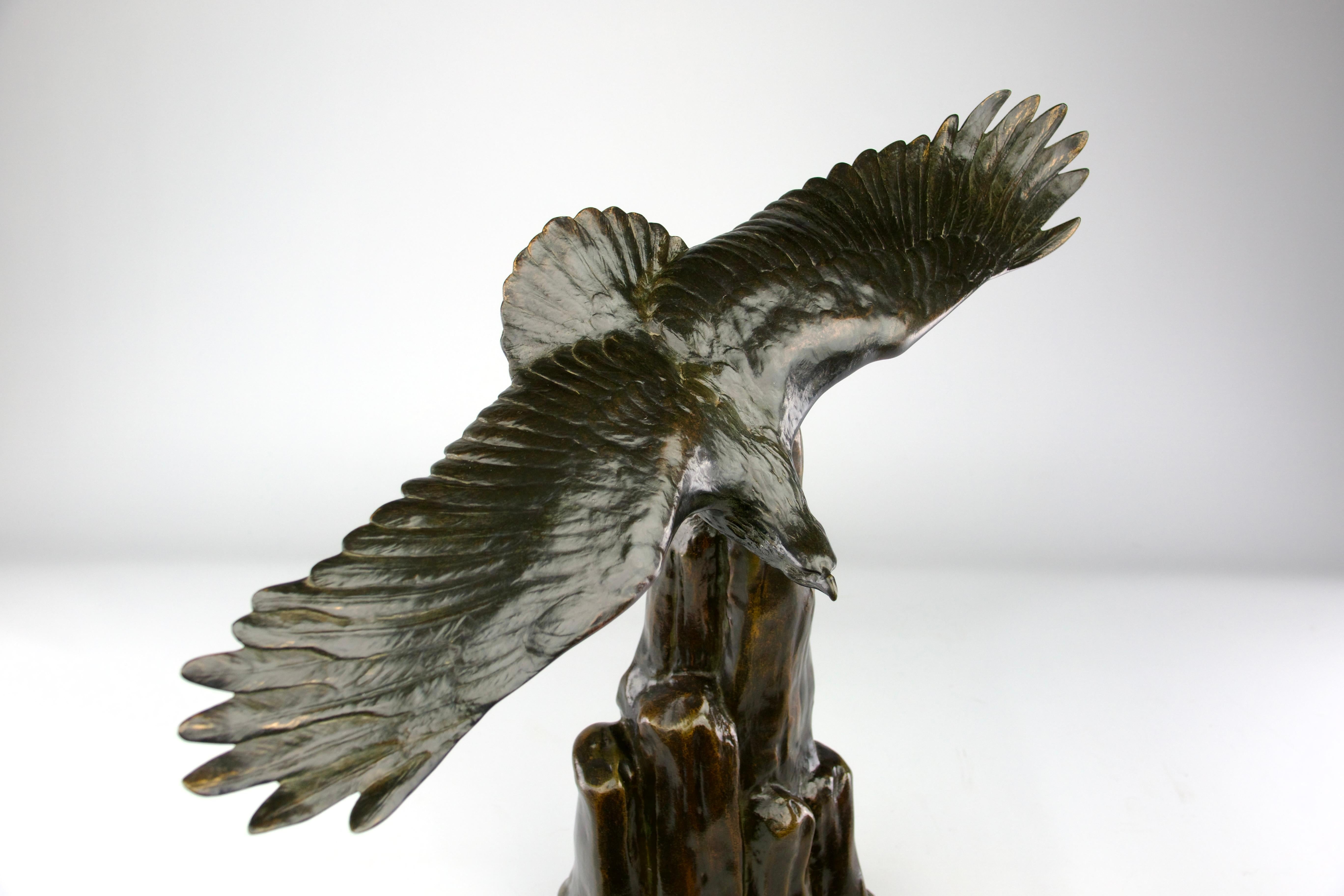 Louis-Albert Carvin, Skulptur Adler vor Berg fliegend, Frankreich Art Déco, 1920er Jahre im Angebot 5