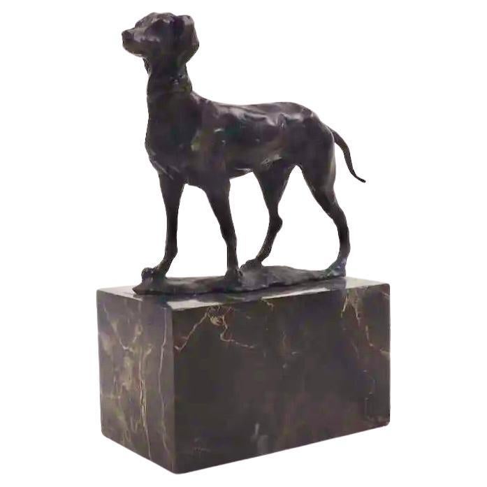 Louis-Albert Carvin Early 20th Century Bronze Sculpture of a Dog