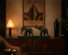 Louis-Albert Carvin Elephant Couple Sculpture 1920