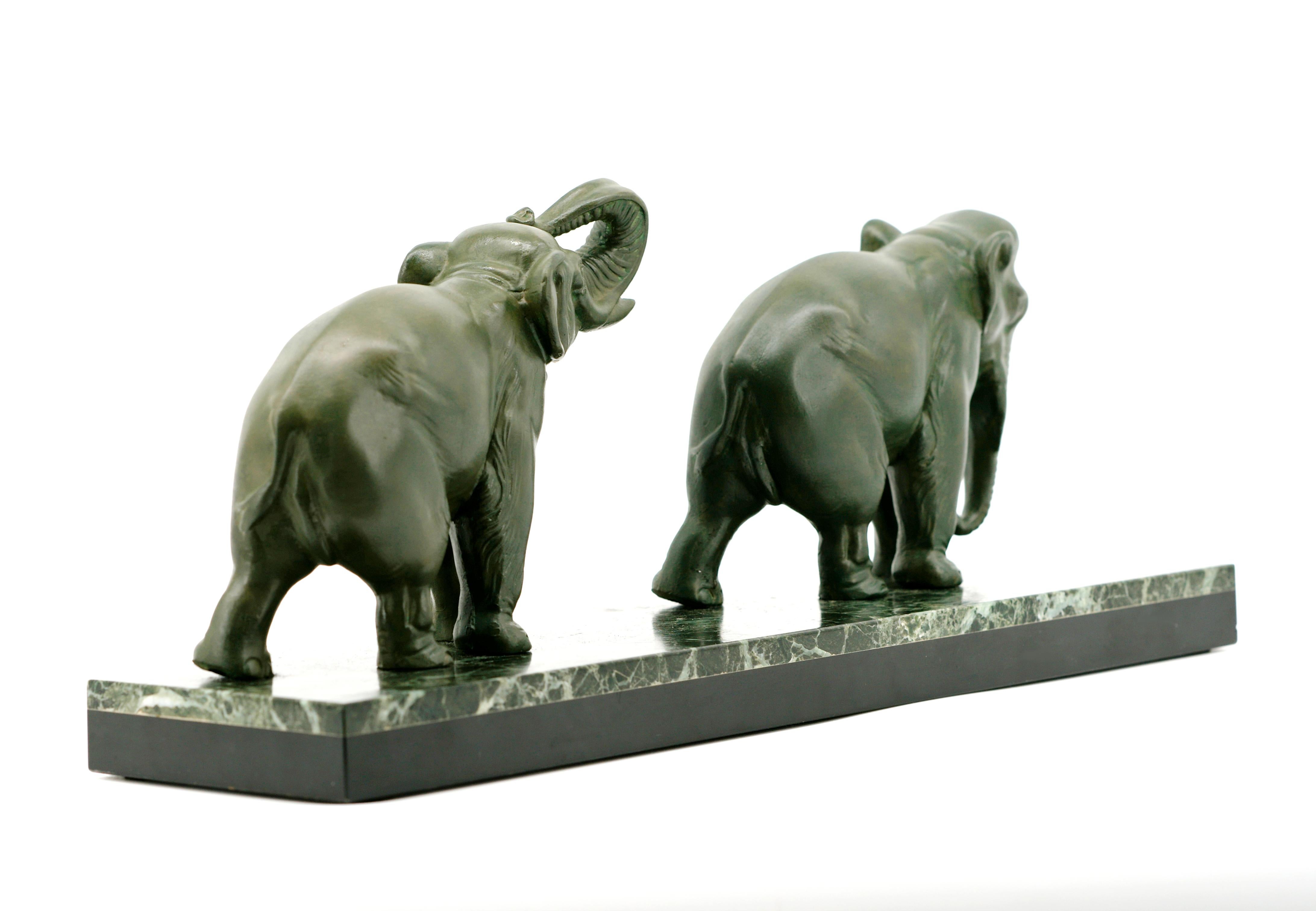 Louis-Albert Carvin Elephant Couple Sculpture 1920 For Sale 2