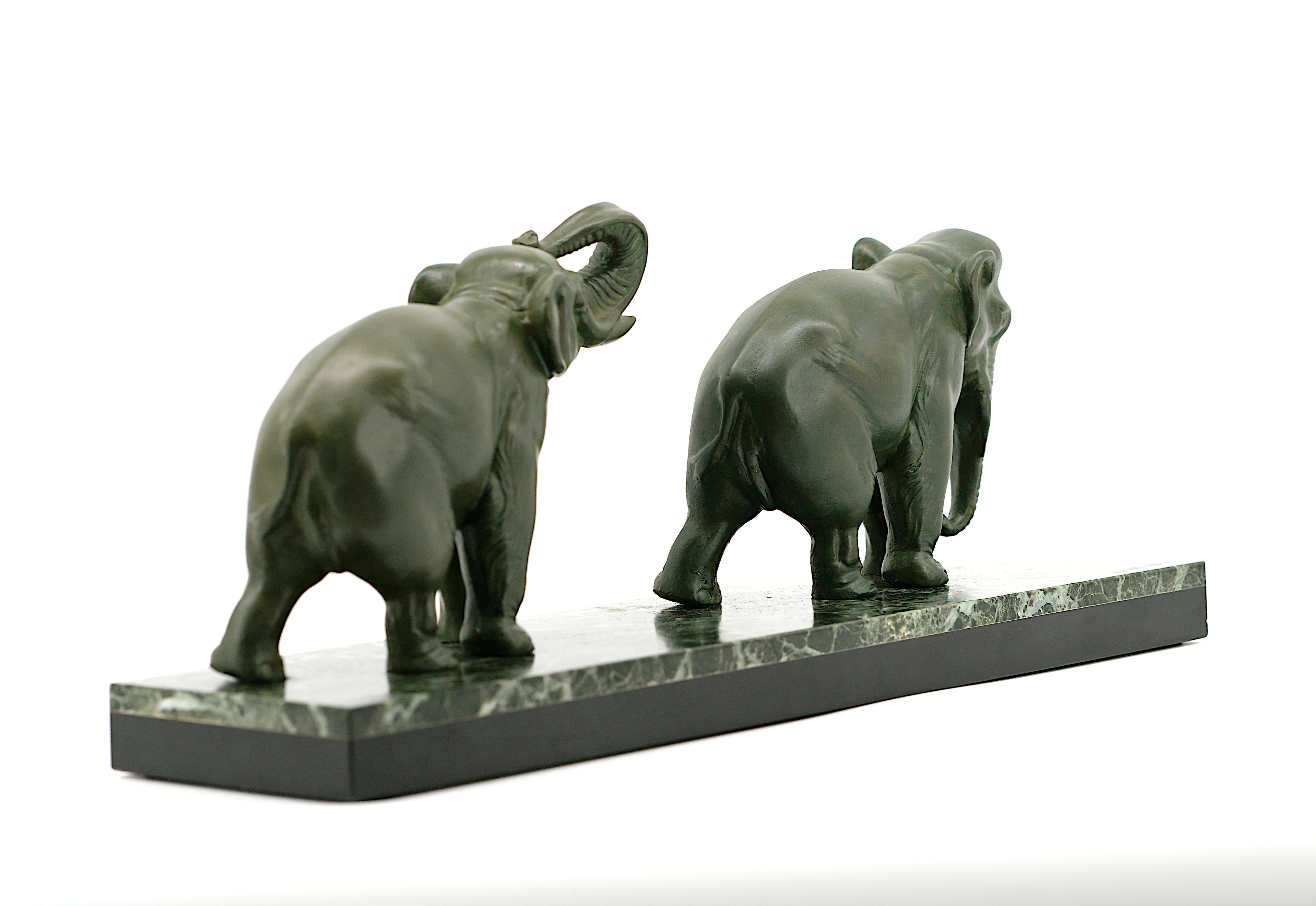 Louis-Albert Carvin Elephant Couple Sculpture 1920 For Sale 3