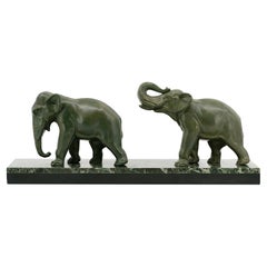 Sculpture d'éléphant double Louis-Albert Carvin 1920