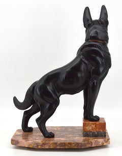 Louis-Albert Carvin Französische Art Deco Deutsche Schäferhund-Skulptur:: 1930