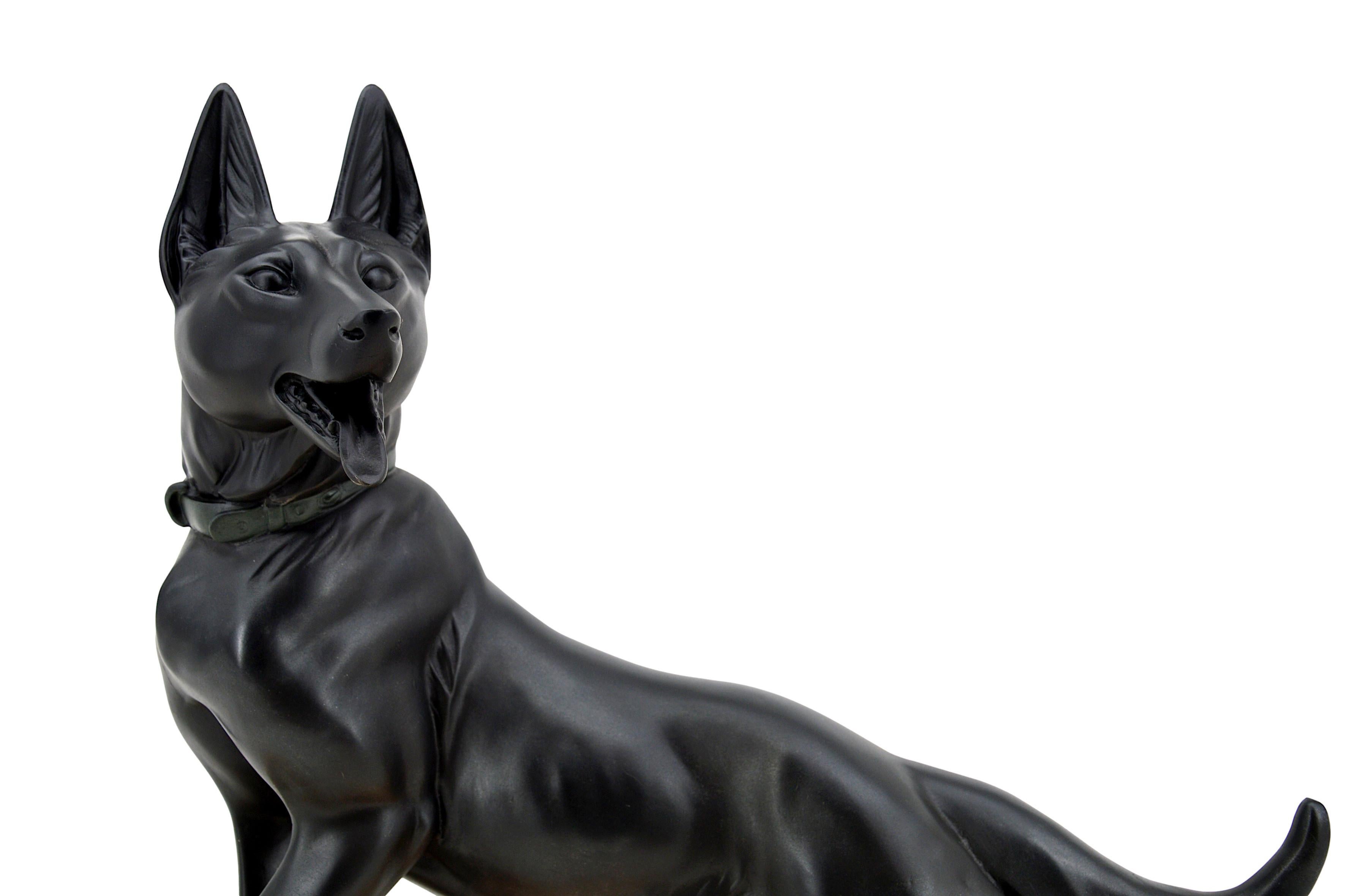Art Deco Louis-Albert Carvin German Shepherd Sculpture, 1920 For Sale