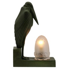 Louis-Albert Carvin Marabou Sculpture-shaped Table Lamp or Night-light 1920