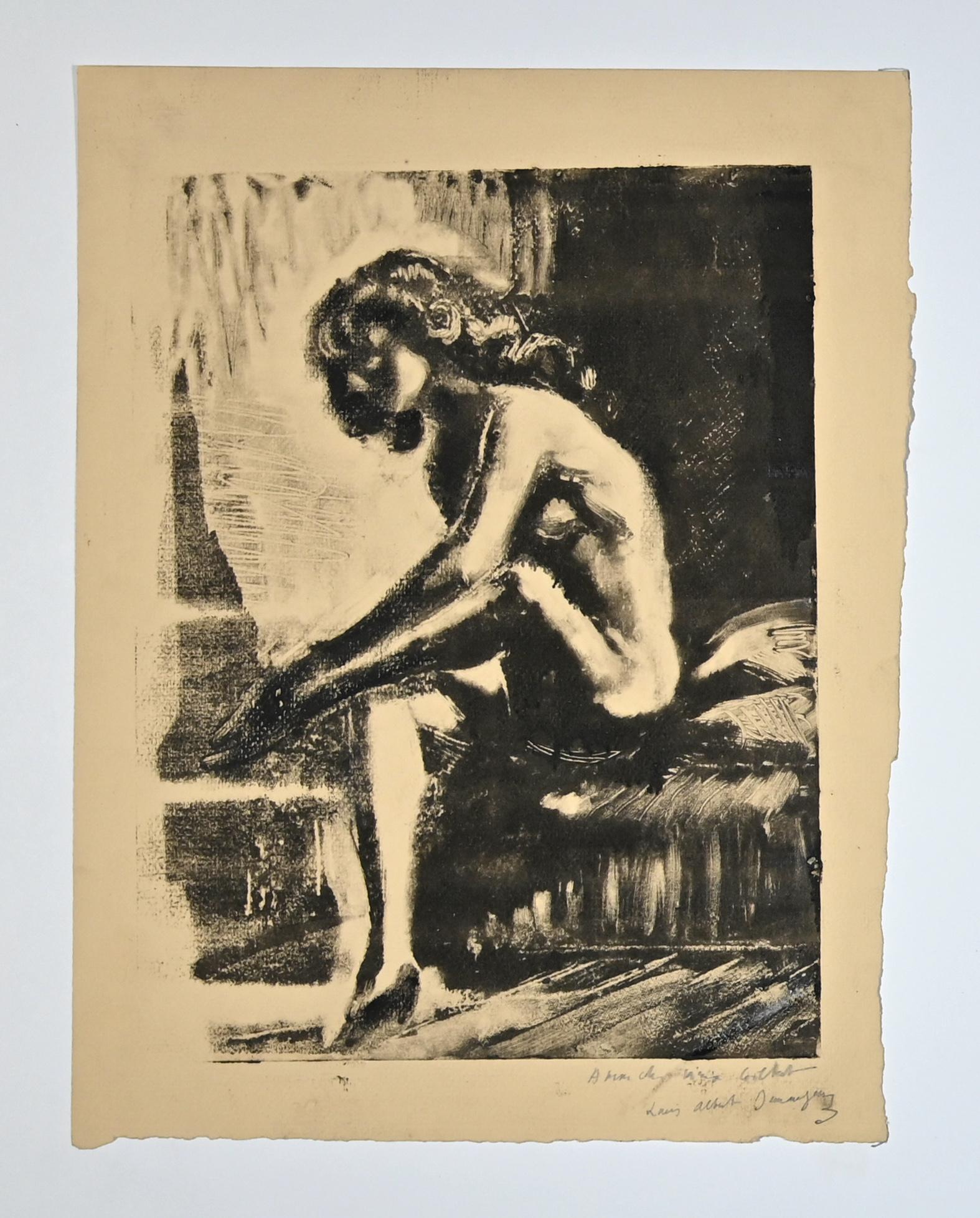 Nude is a Monotype print realized by Louis-Albert Demangeon in the mid-20th century.

Hand-signed

In Good condition.

The artwork is depicted through soft strokes in a well-balanced composition.
