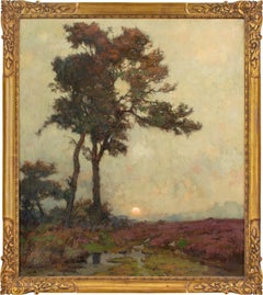 Louis Albert Roessingh, Heath Landscape At Twilight, Oil Painting 