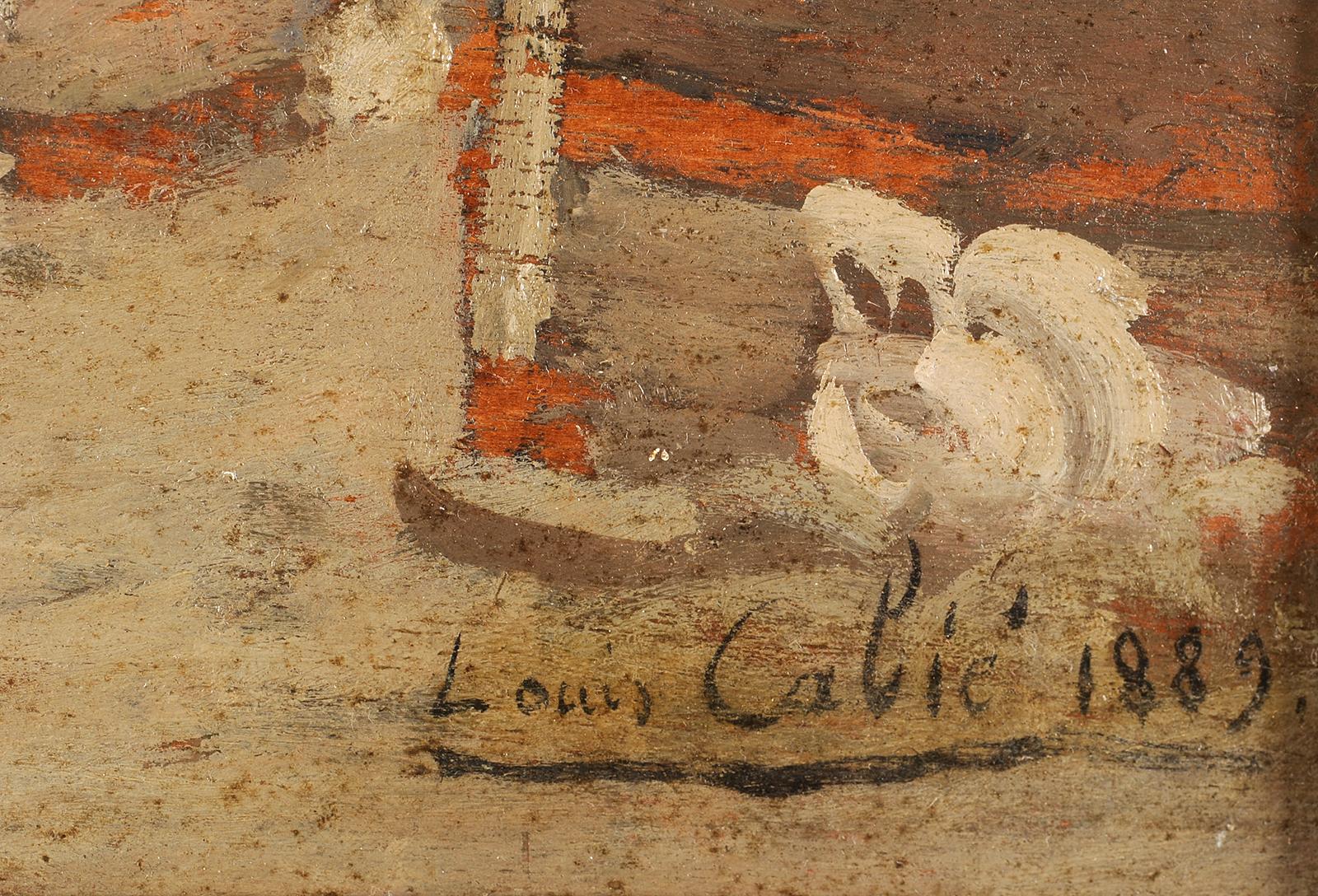 Louis-Alexandre CABIÉ
(Dol-de-Bretagne 1853 - Bordeaux 1939)
Cour de ferme à Andernos
Huile sur panneau
H. 39 cm ; L. 52 cm
Signé en bas à droite et daté 1889

Louis Cabié, artiste renommé en France et particulièrement dans la région bordelaise,