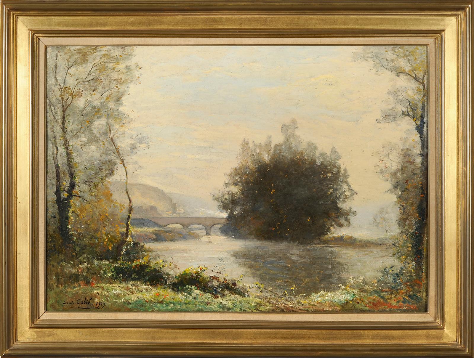 Louis Cabié (1853-1939) - The bridge at Les Eyzies - Dordogne - Painting by Louis-Alexandre Cabié