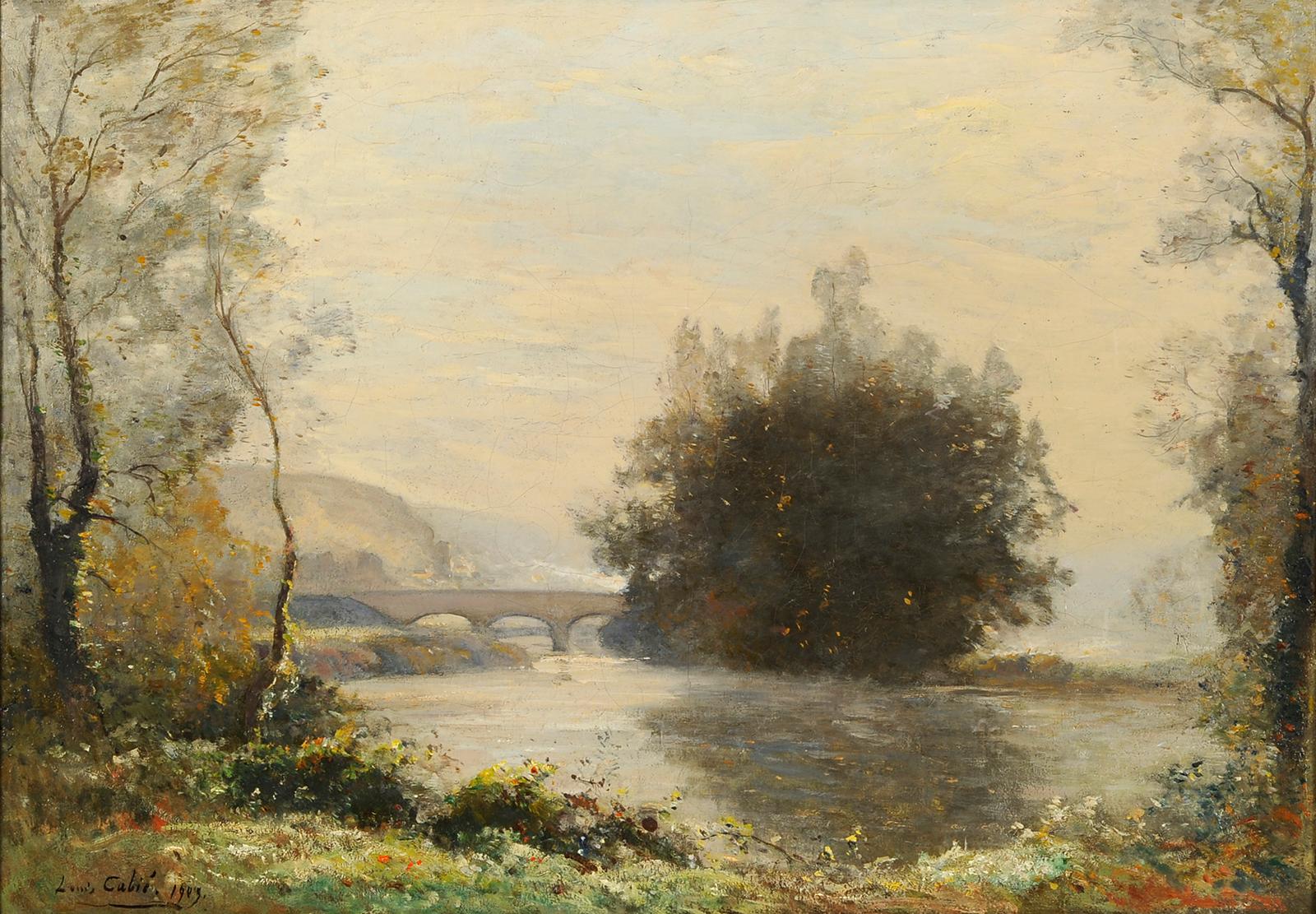 Louis-Alexandre Cabié Landscape Painting - Louis Cabié (1853-1939) - The bridge at Les Eyzies - Dordogne