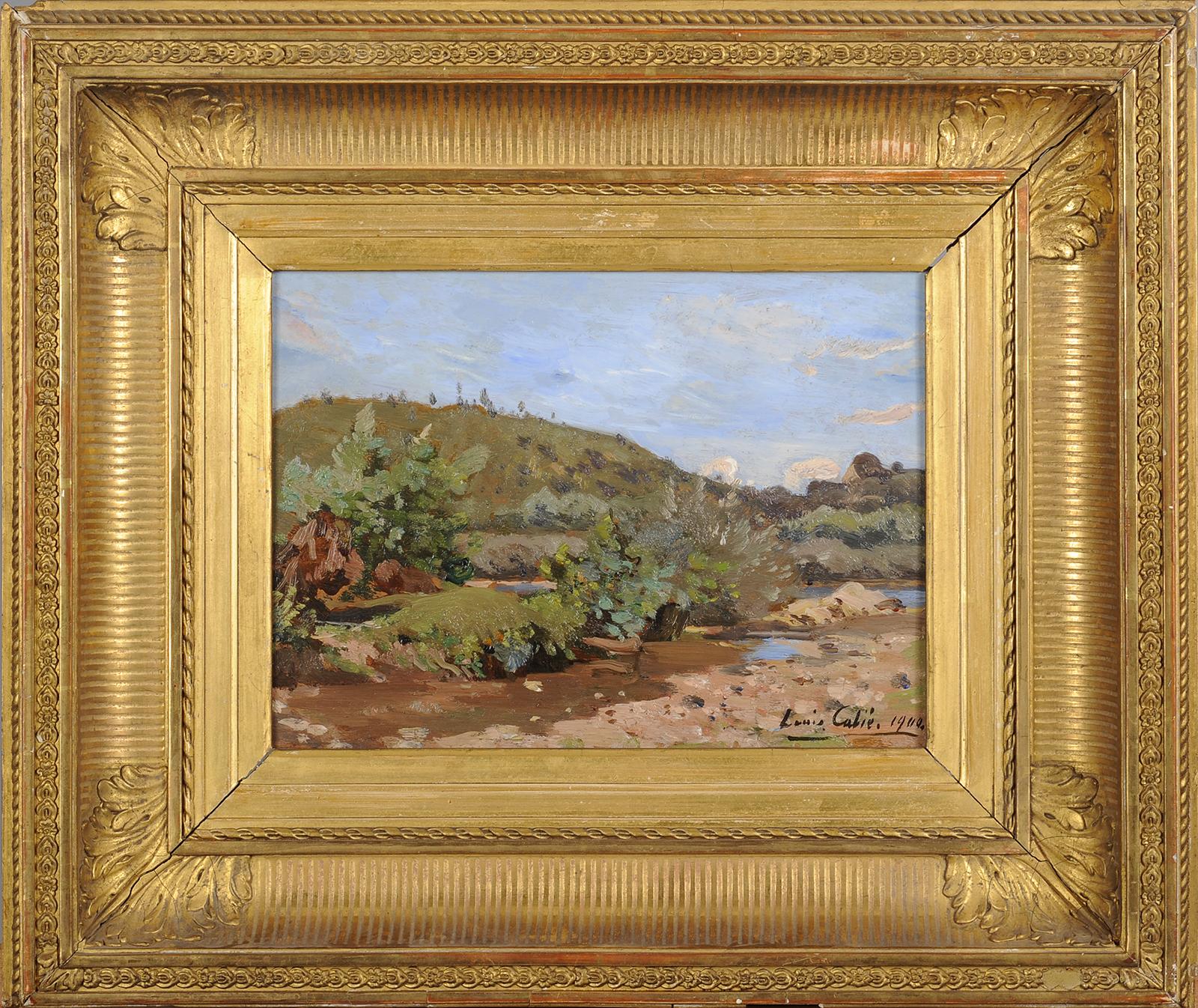 Louis Cabié (1853-1939) - Der Fluss bei Les Eyzies im Sommer - Dordogne – Painting von Louis-Alexandre Cabié