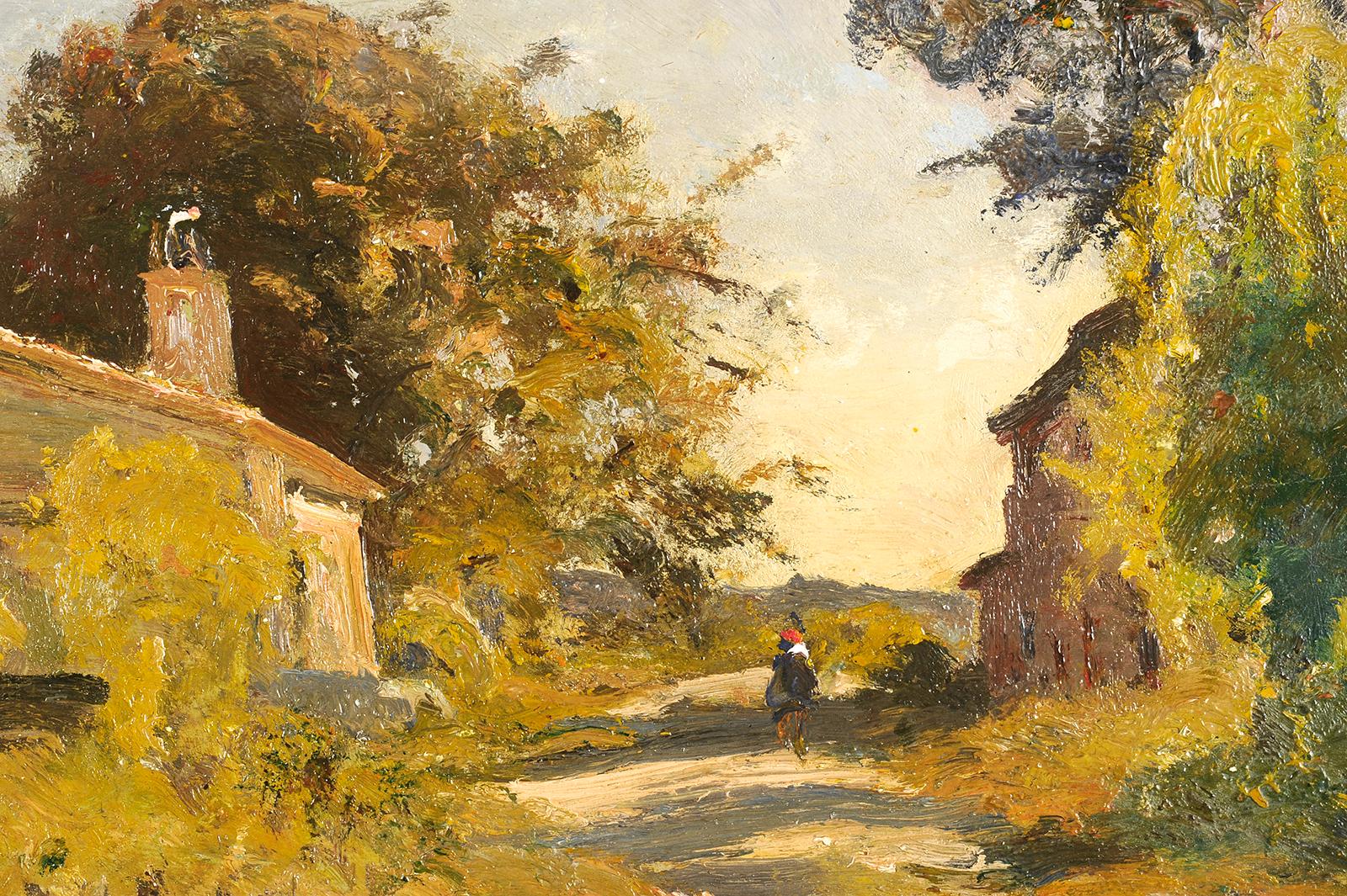 Sentiero in un borgo - Painting Scuola francese di Louis-Alexandre Cabié