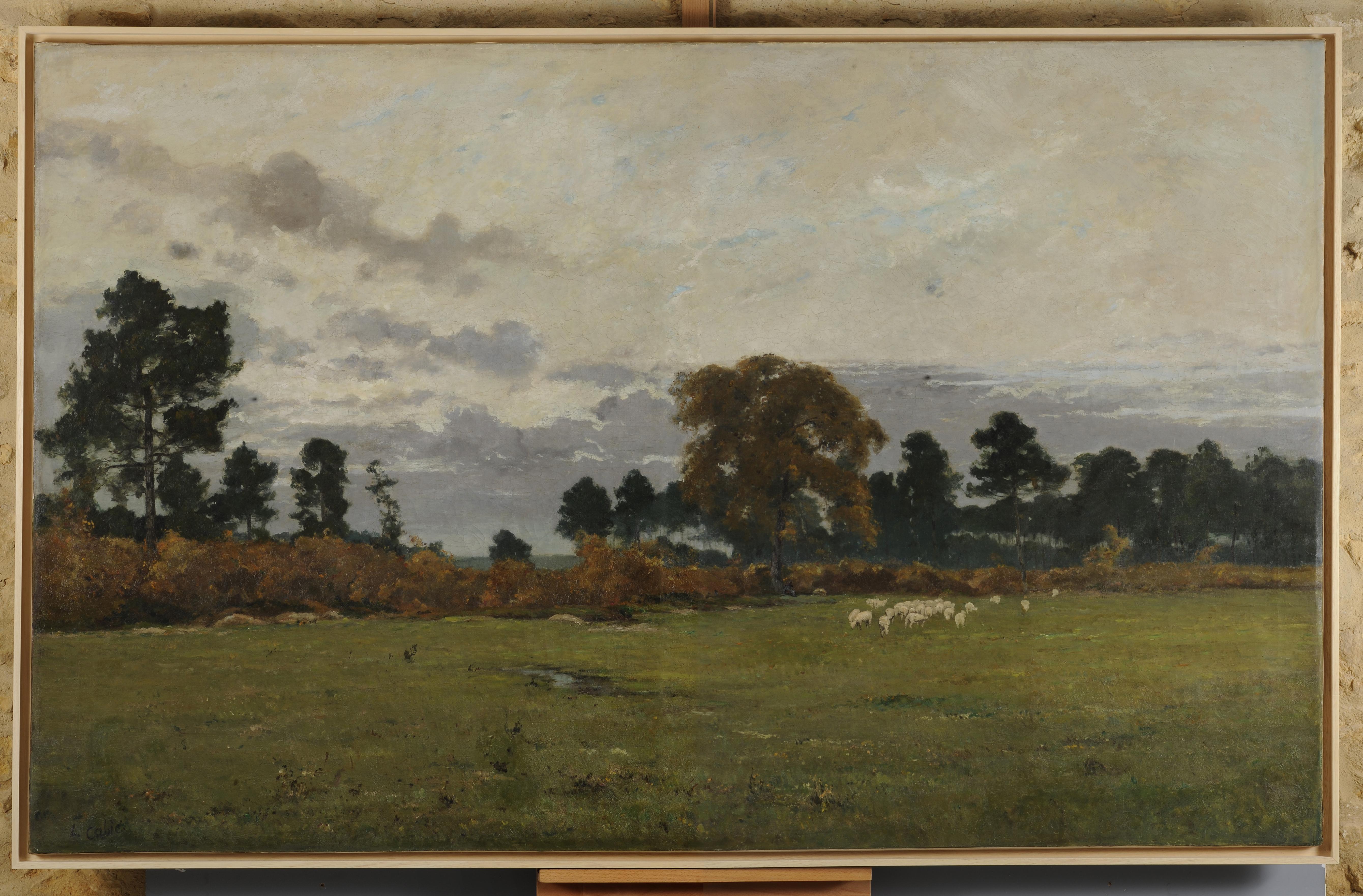 Landscape near Bordeaux - Brown Landscape Painting by Louis Alexandre Cabié