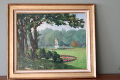 Landscape oil painting of a park by French artist Louis Alexandre Martinage