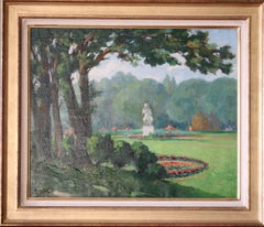 Landscape oil painting of a park by French artist Louis Alexandre Martinage