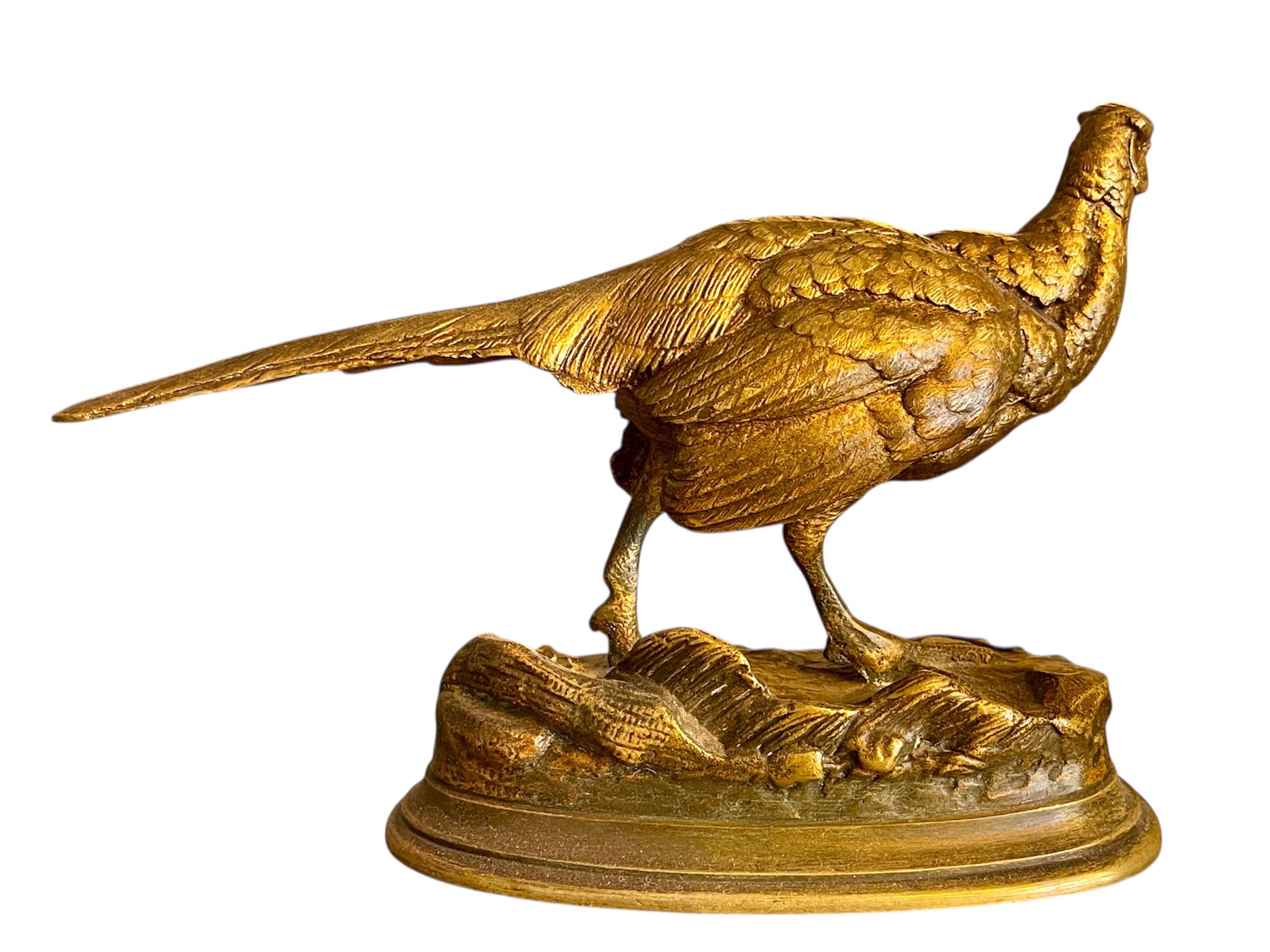 19th Century Louis Alfred Barye - Bronze, Pheasant For Sale